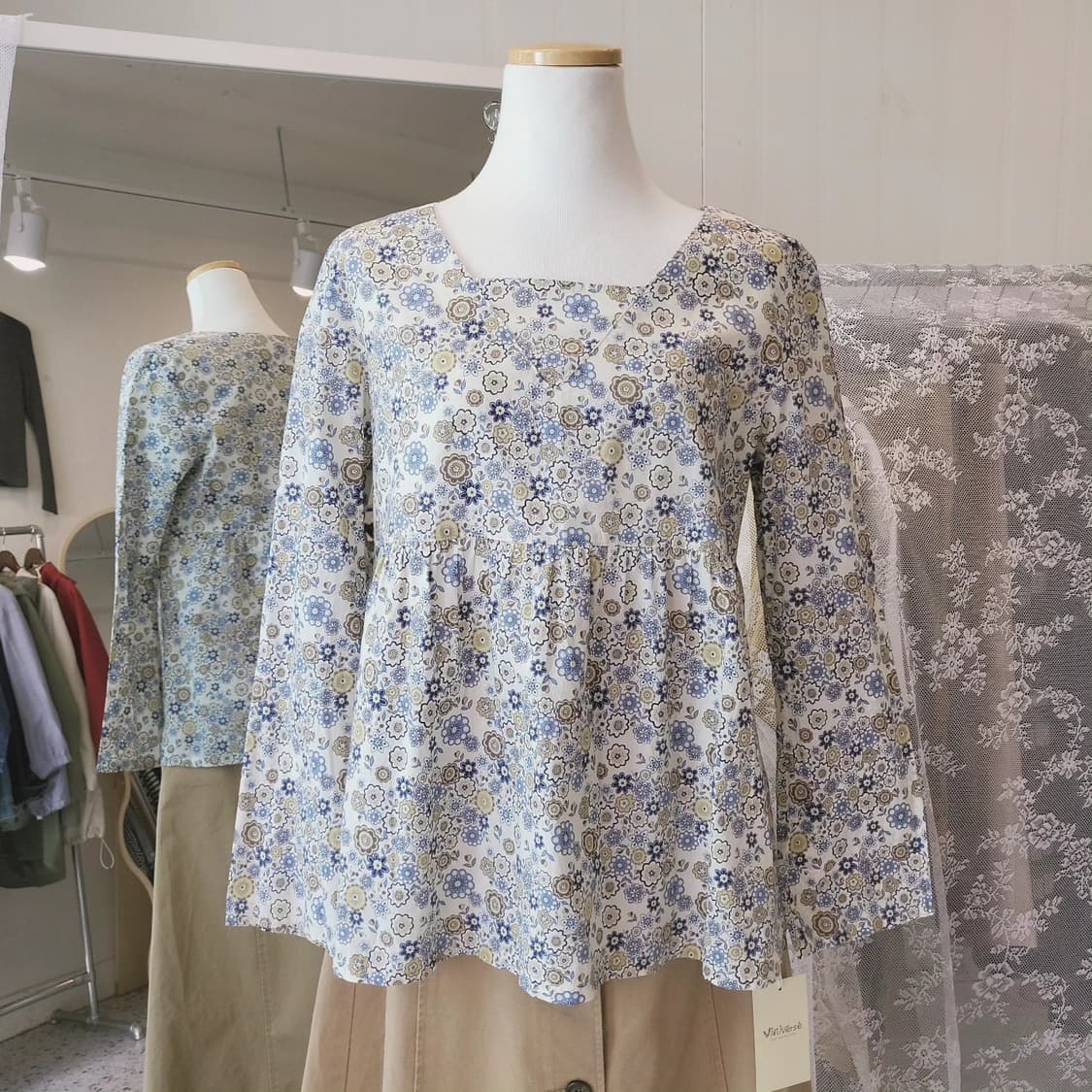 플라워패턴 면블라우스 상품이미지7