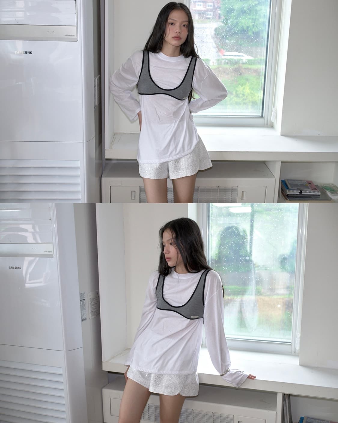 (1회착용) 오버듀플레어 curved piping 브라렛 티셔츠 상품이미지2
