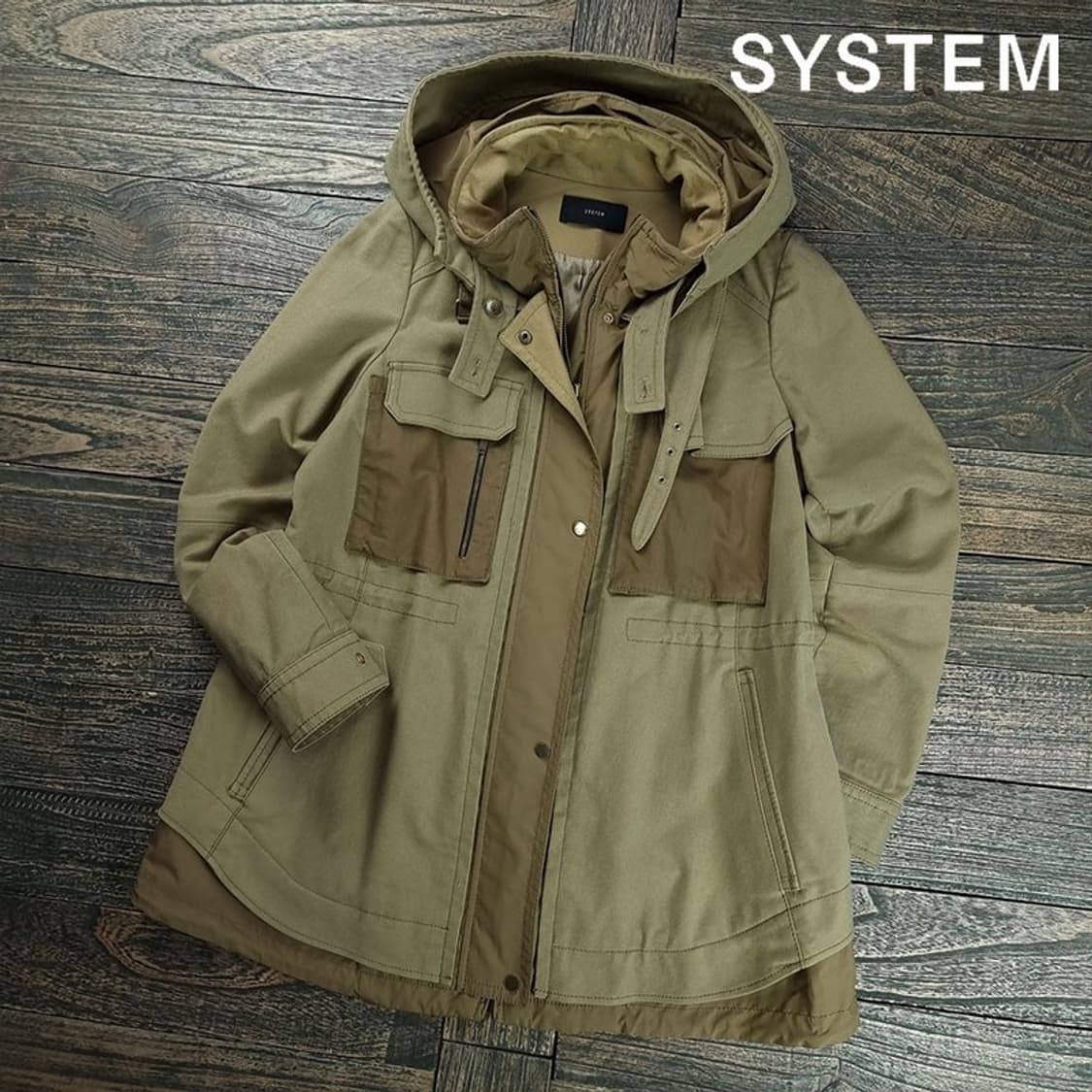 [시스템] 빈티지 워시드 코튼 후드 야상 자켓 M19322 상품이미지1