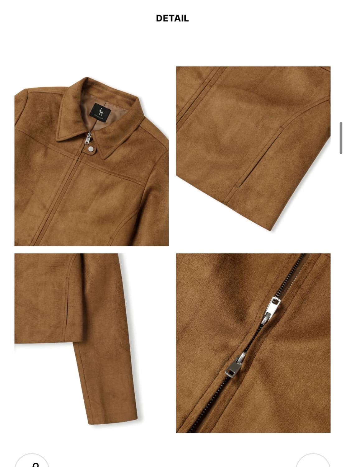 (새상품) 레더리 커브드 스웨이드 크롭 집업 자켓 CAMEL BROWN 상품이미지7