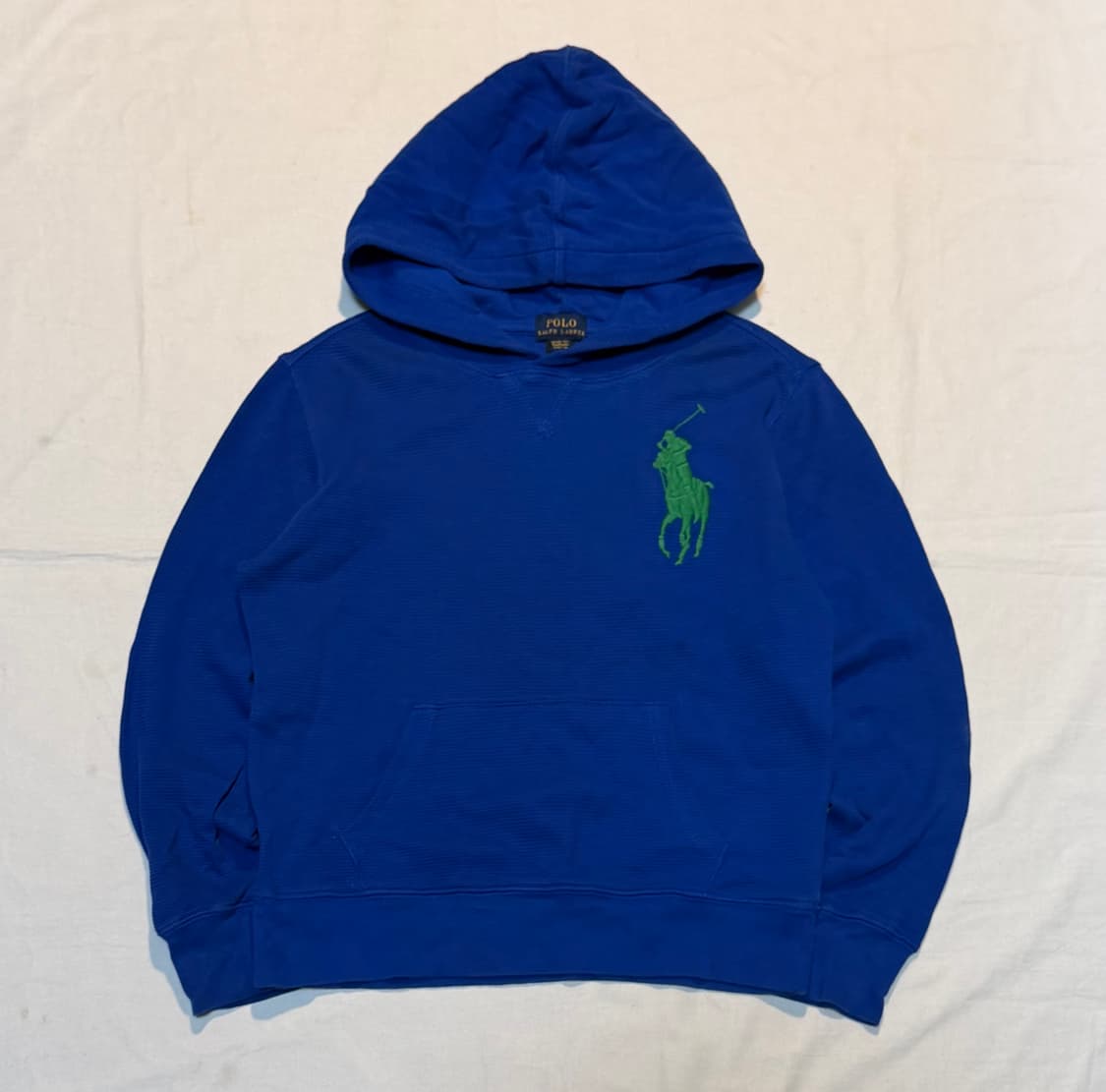 폴로 랄프로렌 빅포니 와플 써멀 후드티 블루 상품이미지1