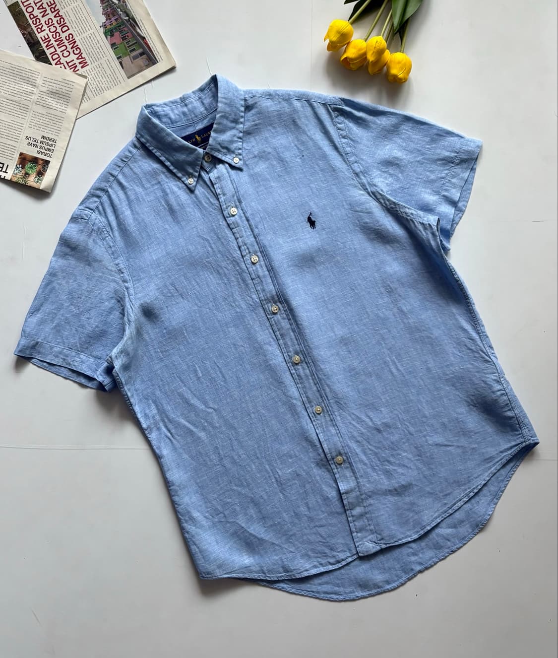 Polo 폴로랄프로렌 QR 린넨 반팔 셔츠 상품이미지1