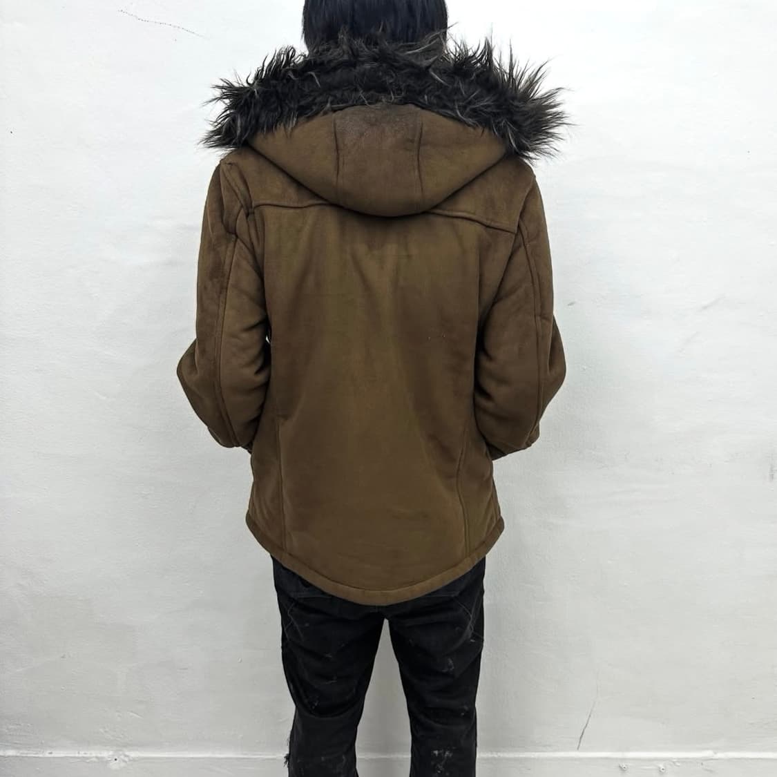 mustard khaki fur hood jacket 상품이미지5