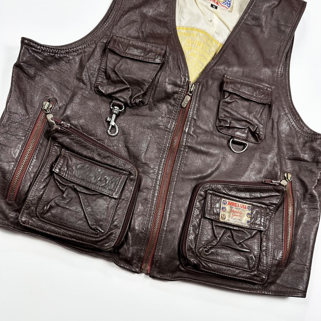 (안감오염) 아비렉스 빈티지 웨스턴 레더 베스트 M 상품이미지4