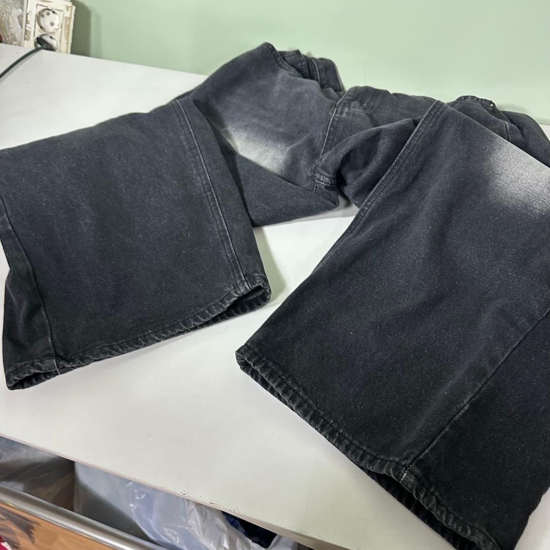 M 빈티지 와이드핏 빈티지워시드 블랙 데님팬츠 상품이미지4