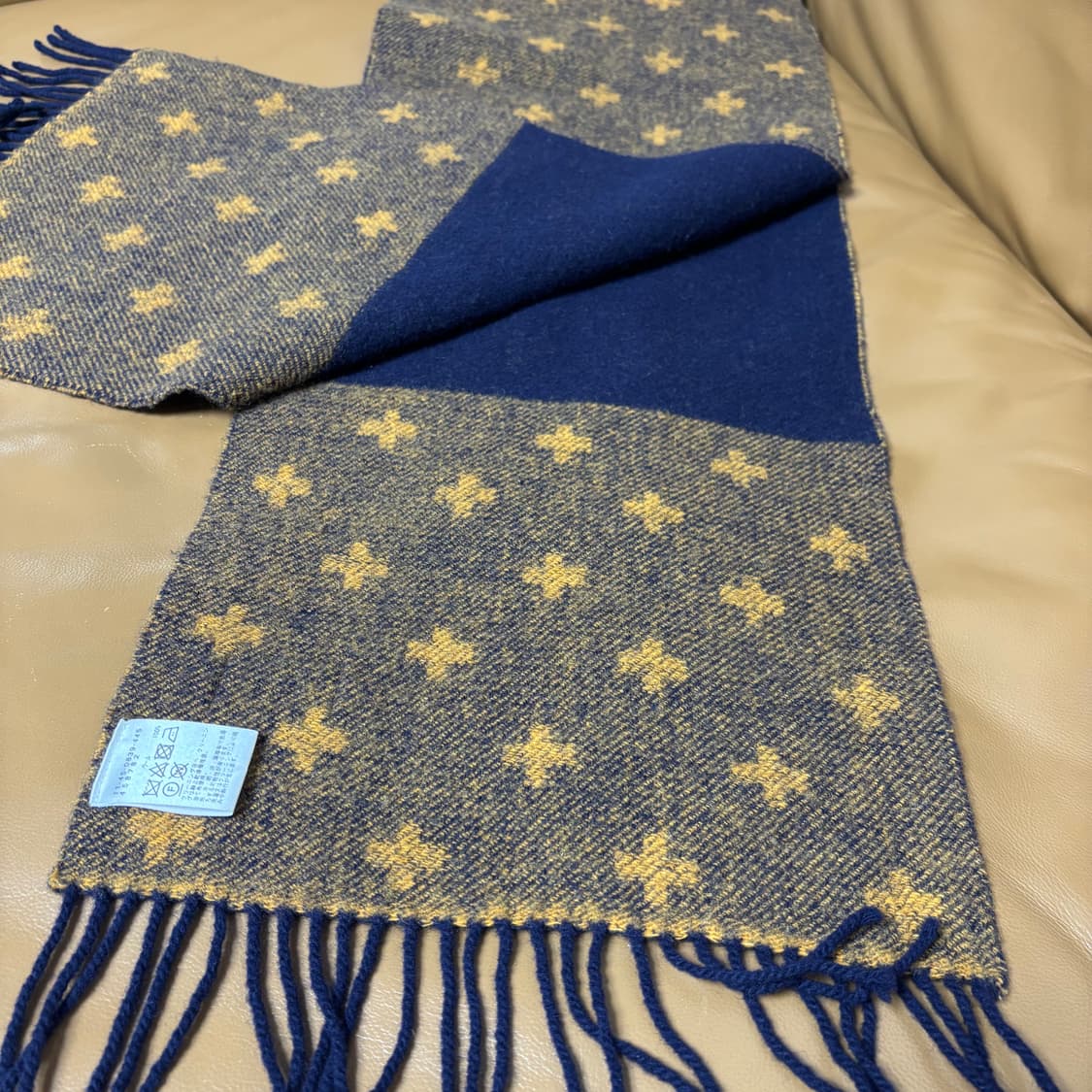 Beams 빔즈 투톤 브라운 네이비 머플러 목도리 상품이미지6