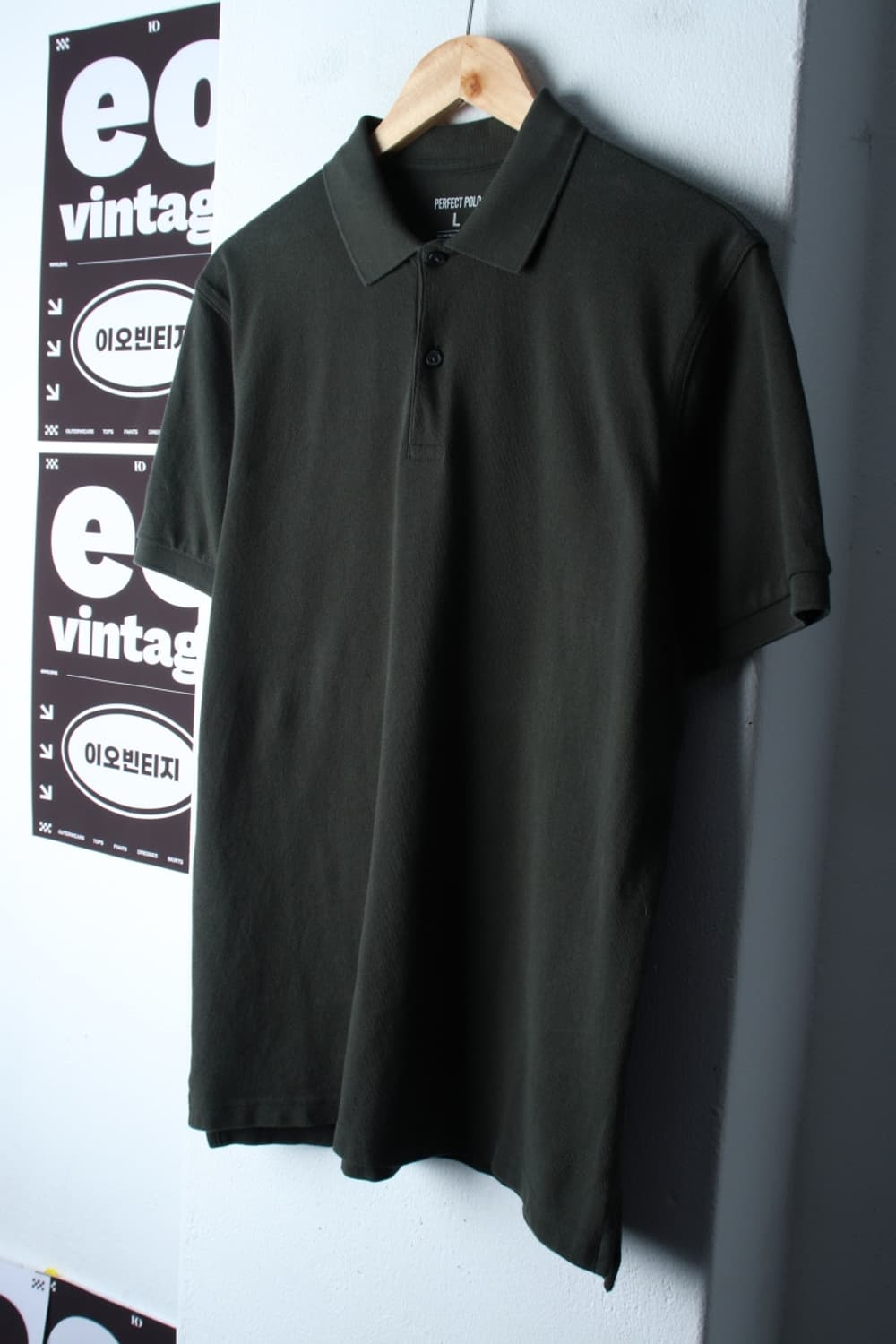 (L-XL) 지오다노 반팔 카라 티셔츠 카키 무지 기본-H32769 상품이미지1