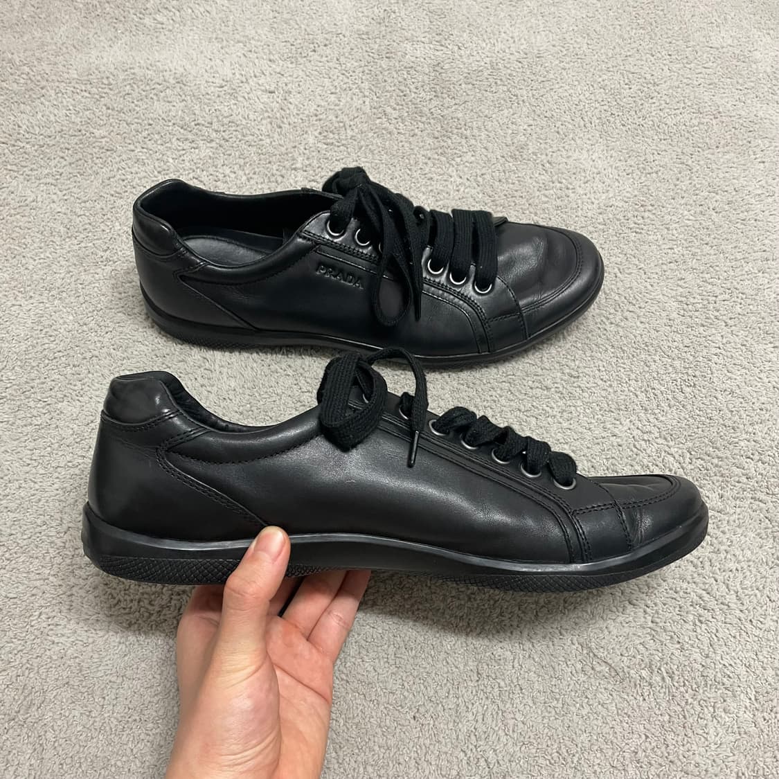 280) 프라다 스포츠 레더 로고 레더 트레이너 스니커즈 신발 상품이미지2