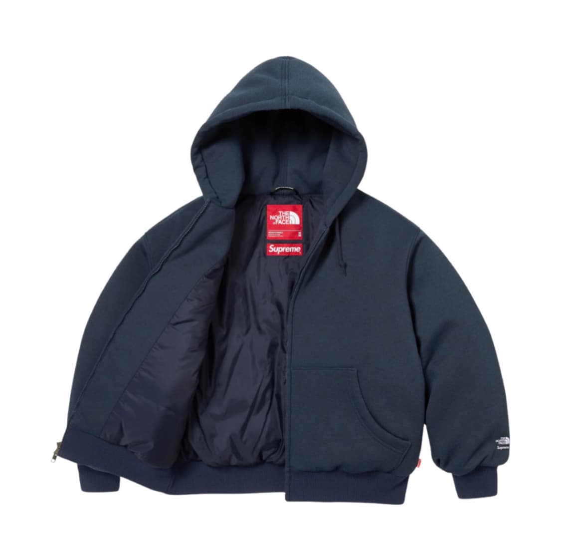 당일배송) L 슈프림 노스페이스 다운 집업 후드 스웨트셔츠 네이비 - 2 상품이미지2