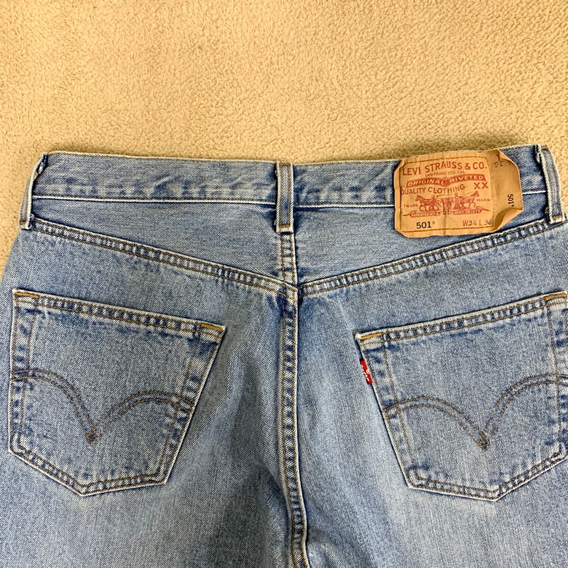 빈티지 리바이스 501 워싱 데님팬츠( 33사이즈 ) 남자청바지 연청중청 상품이미지5