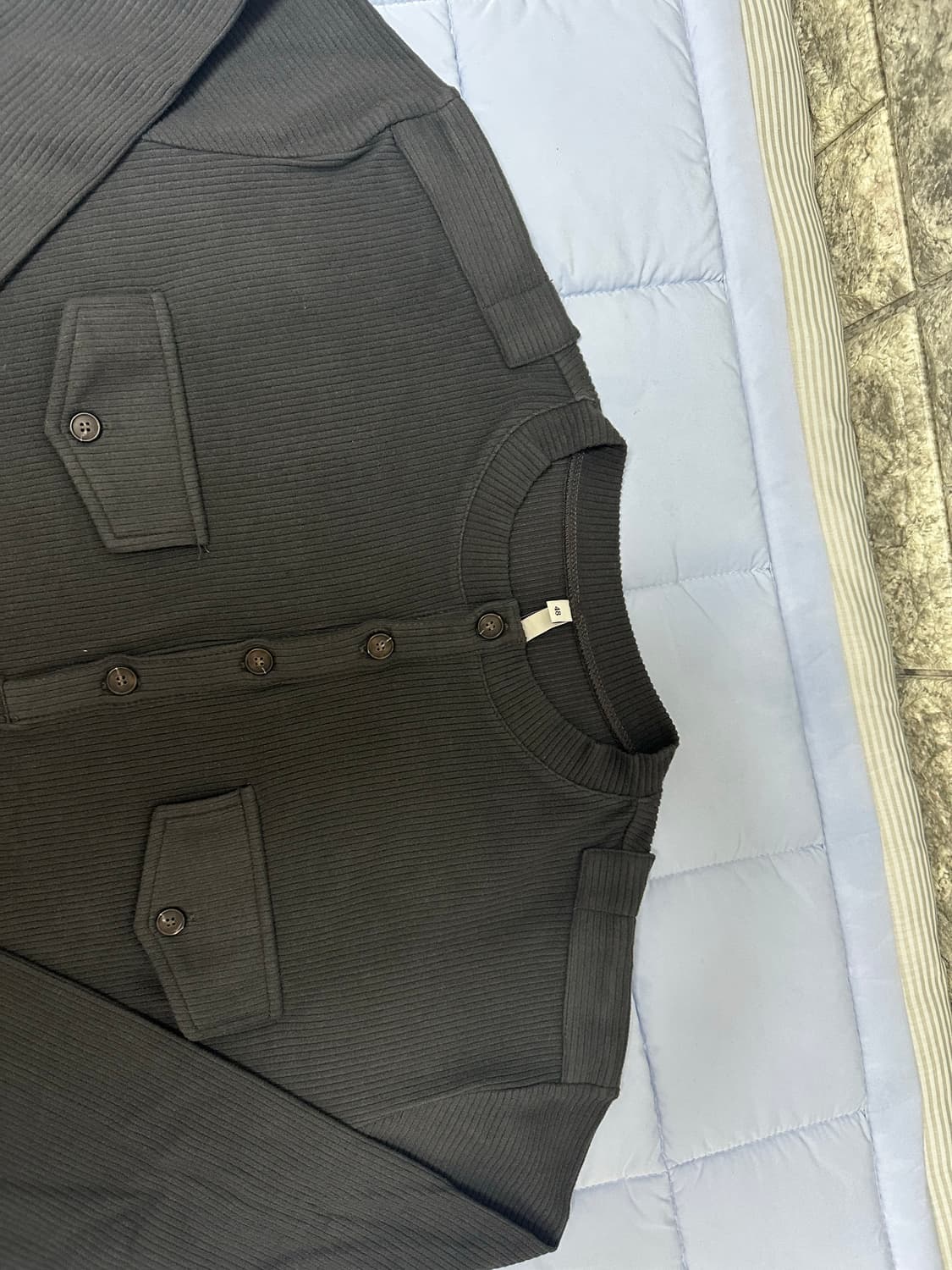 노이어 리브드 헨리넥 롱 슬리브 티셔츠 (다크그레이) 48 상품이미지4