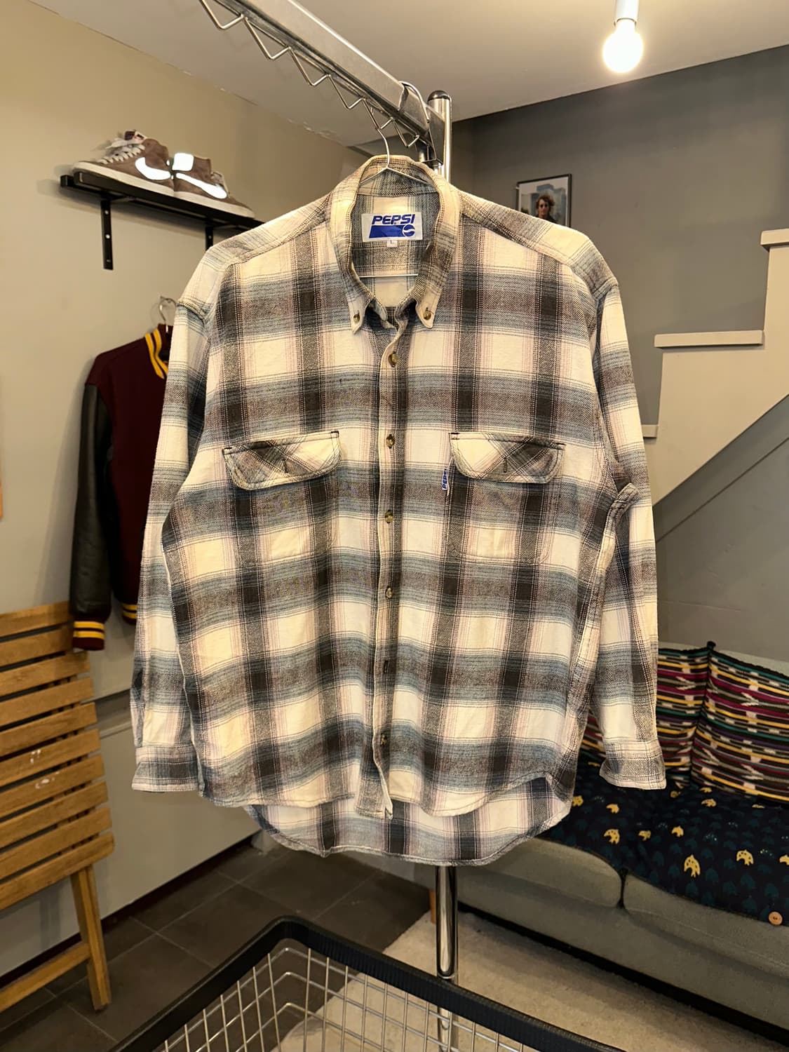 90’s Pepsi check pattern flannel shirt 상품이미지3