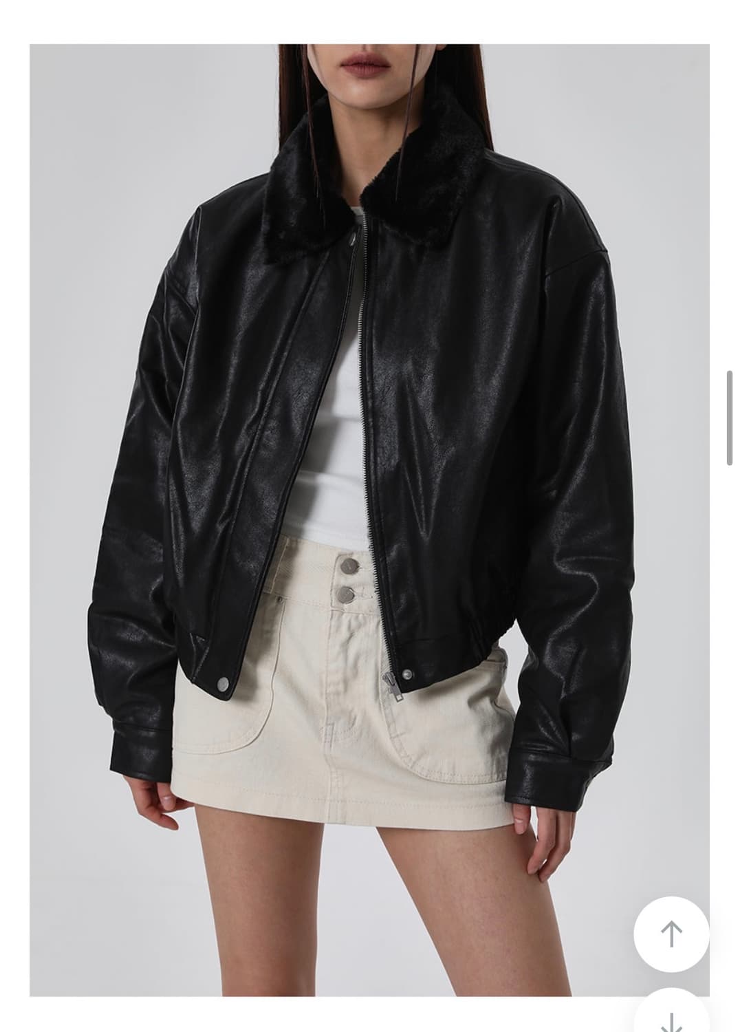 블랙업 레더 퍼 블루종 자켓 상품이미지1