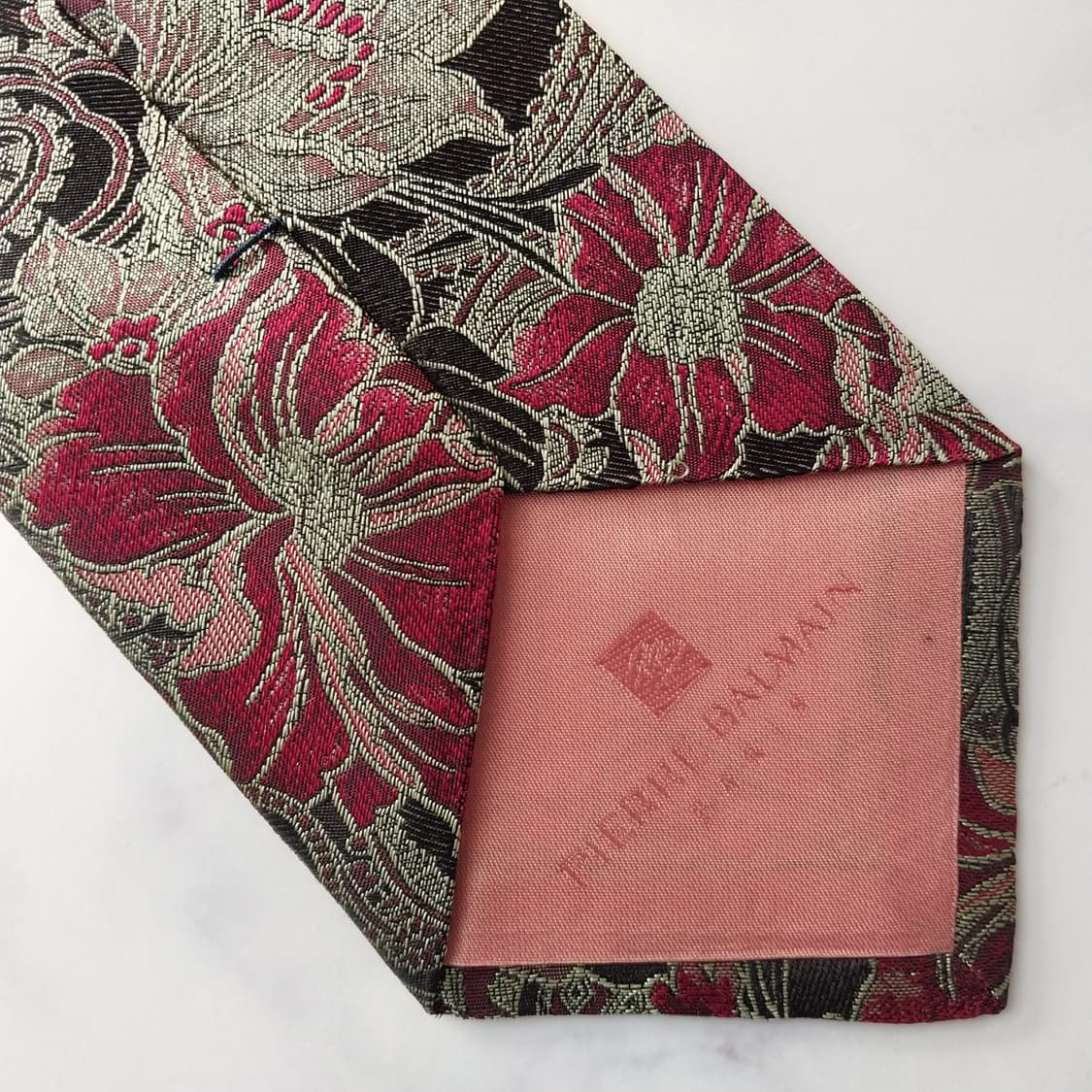 발망 실크 블랙 플라워 아트 자카드 넥타이 9.6cm A+등급 K1603 상품이미지10