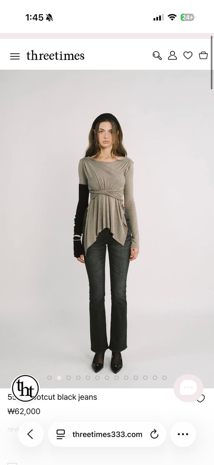 쓰리타임즈 부츠컷 데님 팬츠 블랙 흑청 m 상품이미지6