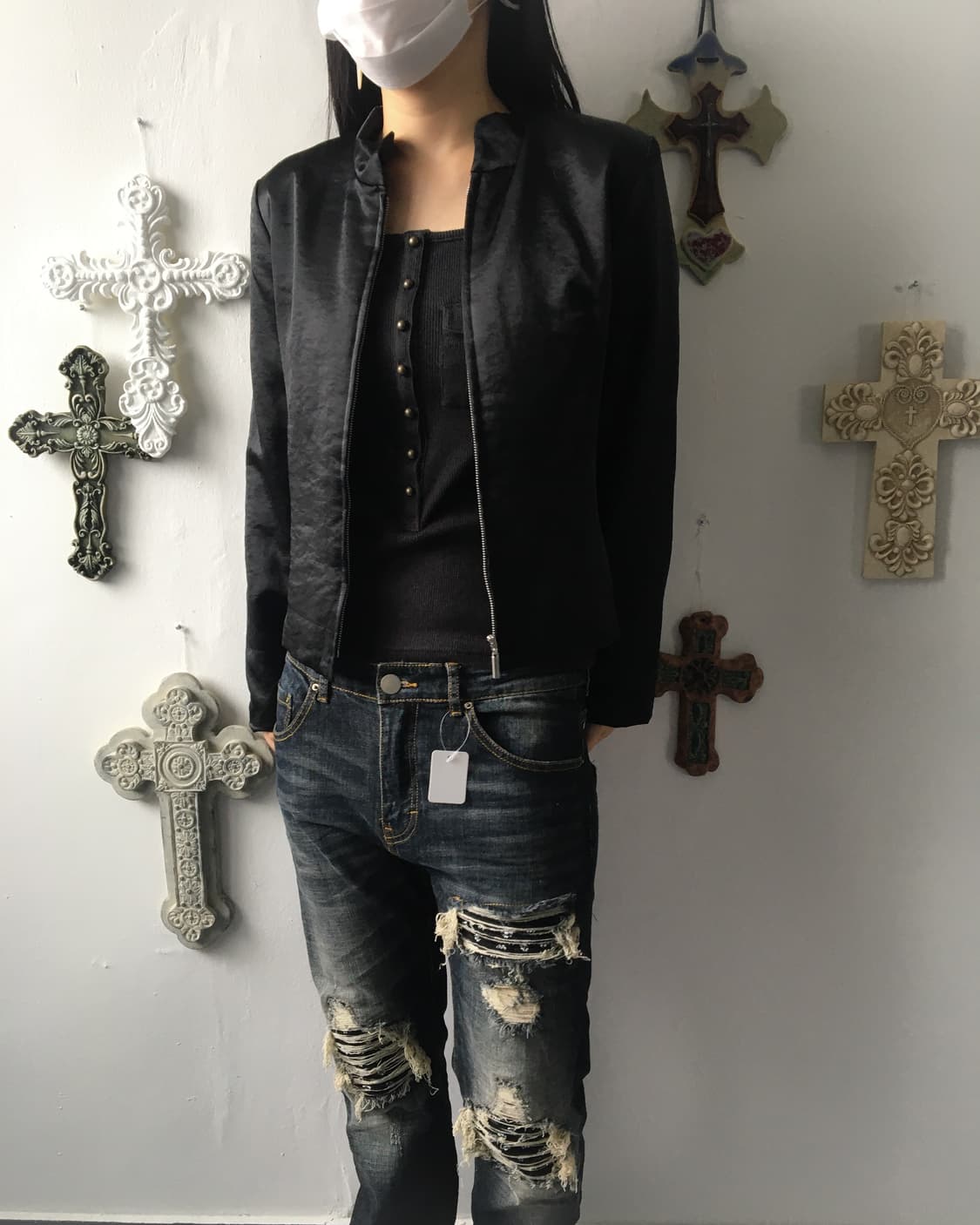 Glossy high neck zip up 상품이미지5