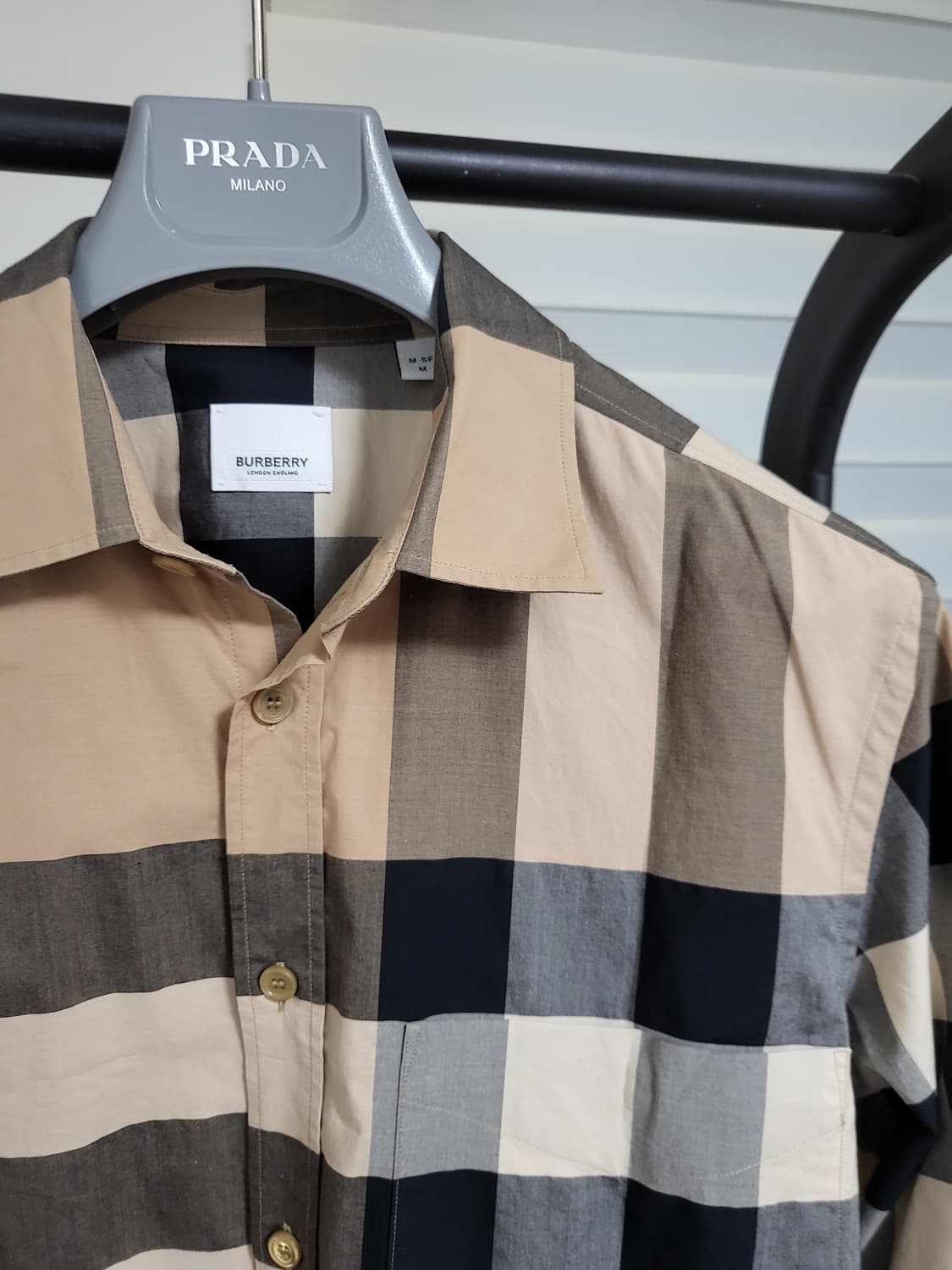 22SS 버버리 체크 코튼 포플린 셔츠 m 상품이미지3