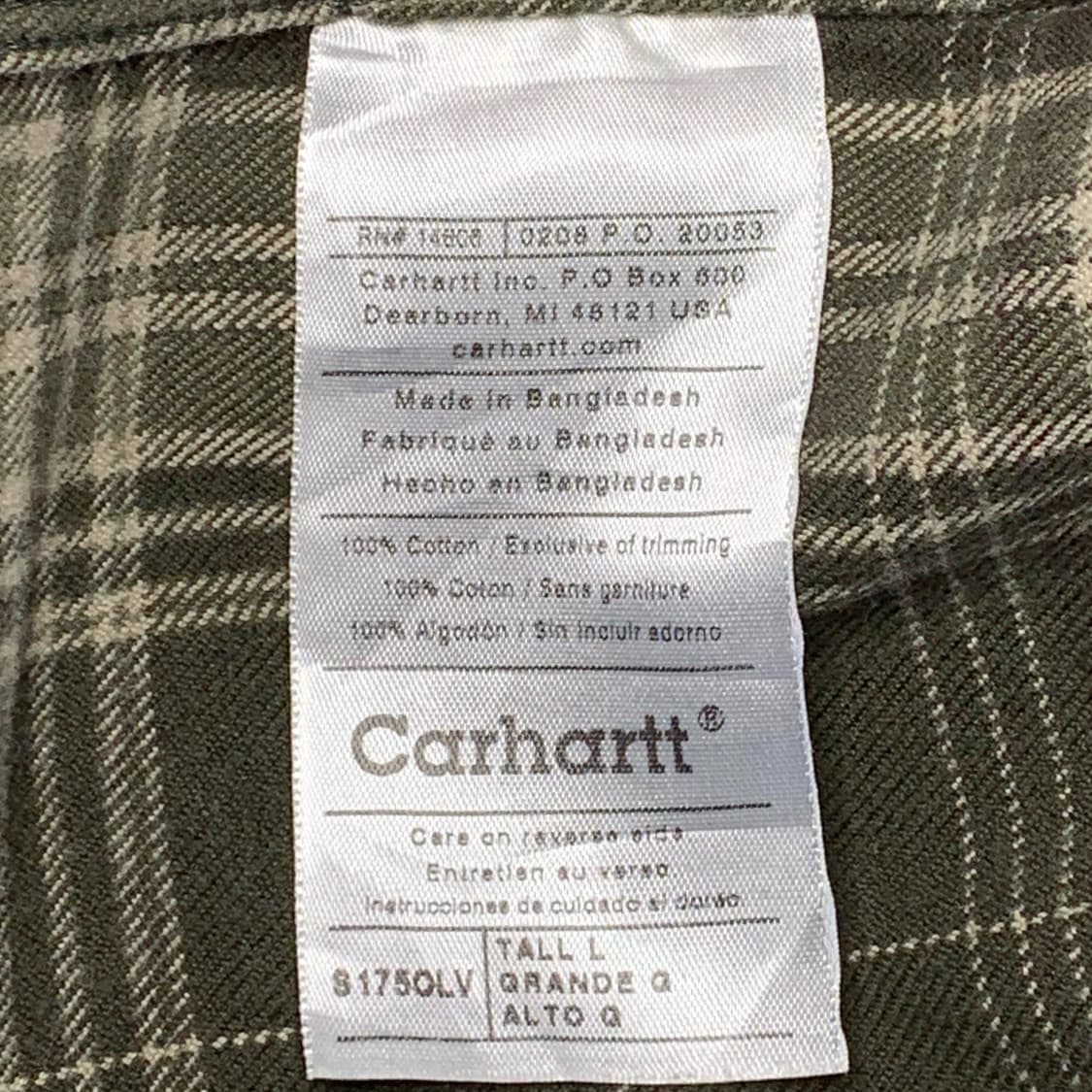 [L] 00's 칼하트 헤비코튼 타탄체크 플란넬 워크셔츠 상품이미지5