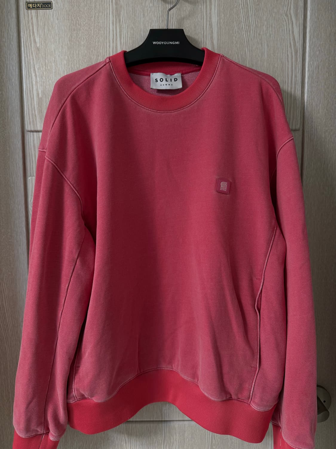 솔리드옴므 가먼트다잉 맨투맨 핑크 상품이미지1