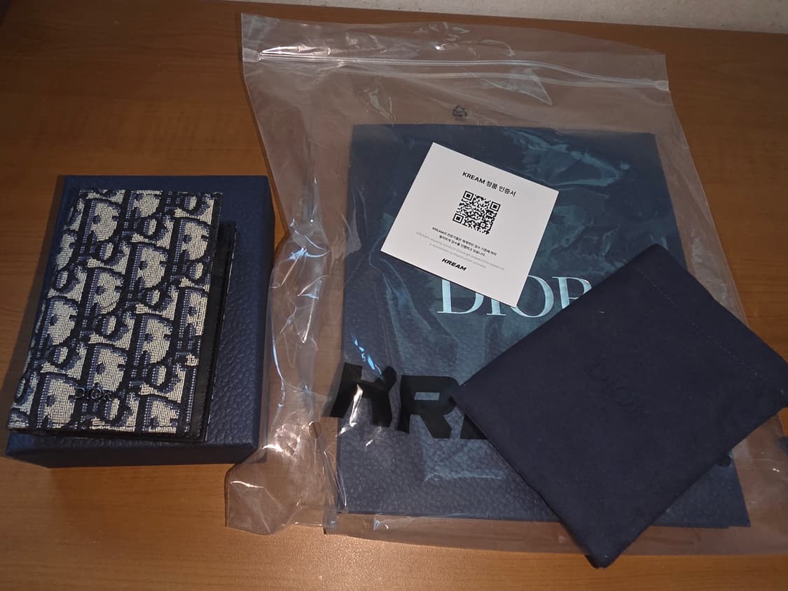 디올 2단 카드 홀더 베이지 & 블랙 디올 오블리크 자카드 상품이미지1