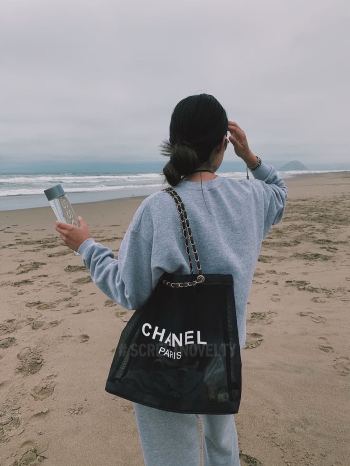 샤넬 뷰티 메쉬 비치백  골드체인 에코백 상품이미지1