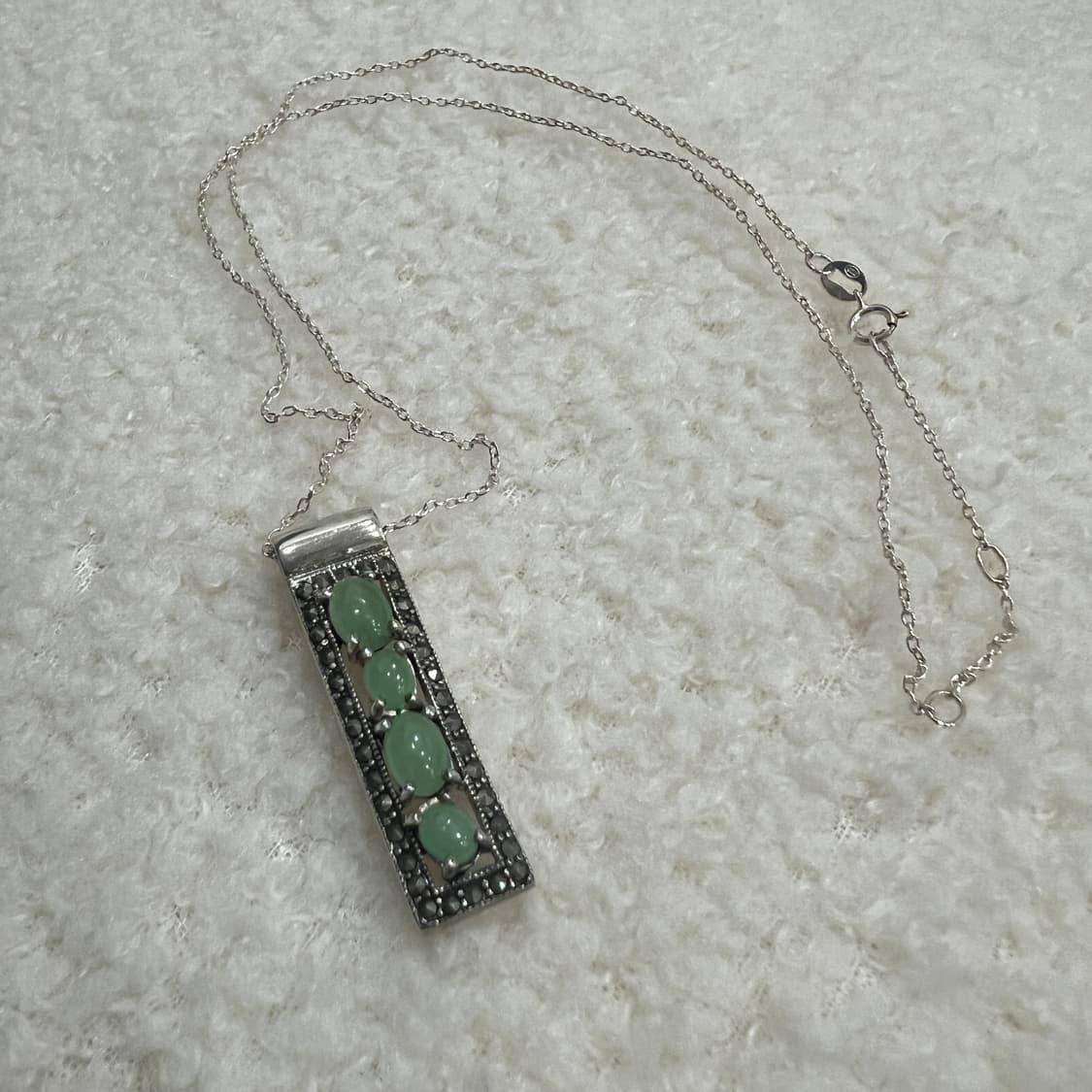 Jade and marcasite 925silver 목걸이&귀걸이 상품이미지7