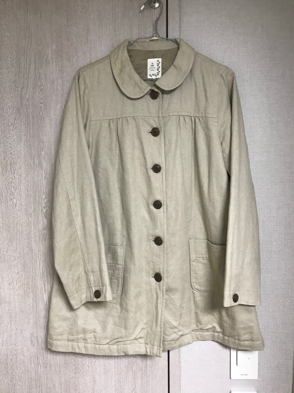 카메 빈티지 모리걸 사만사모스 SM2 베이지 둥근카라 코트 자켓 상품이미지3