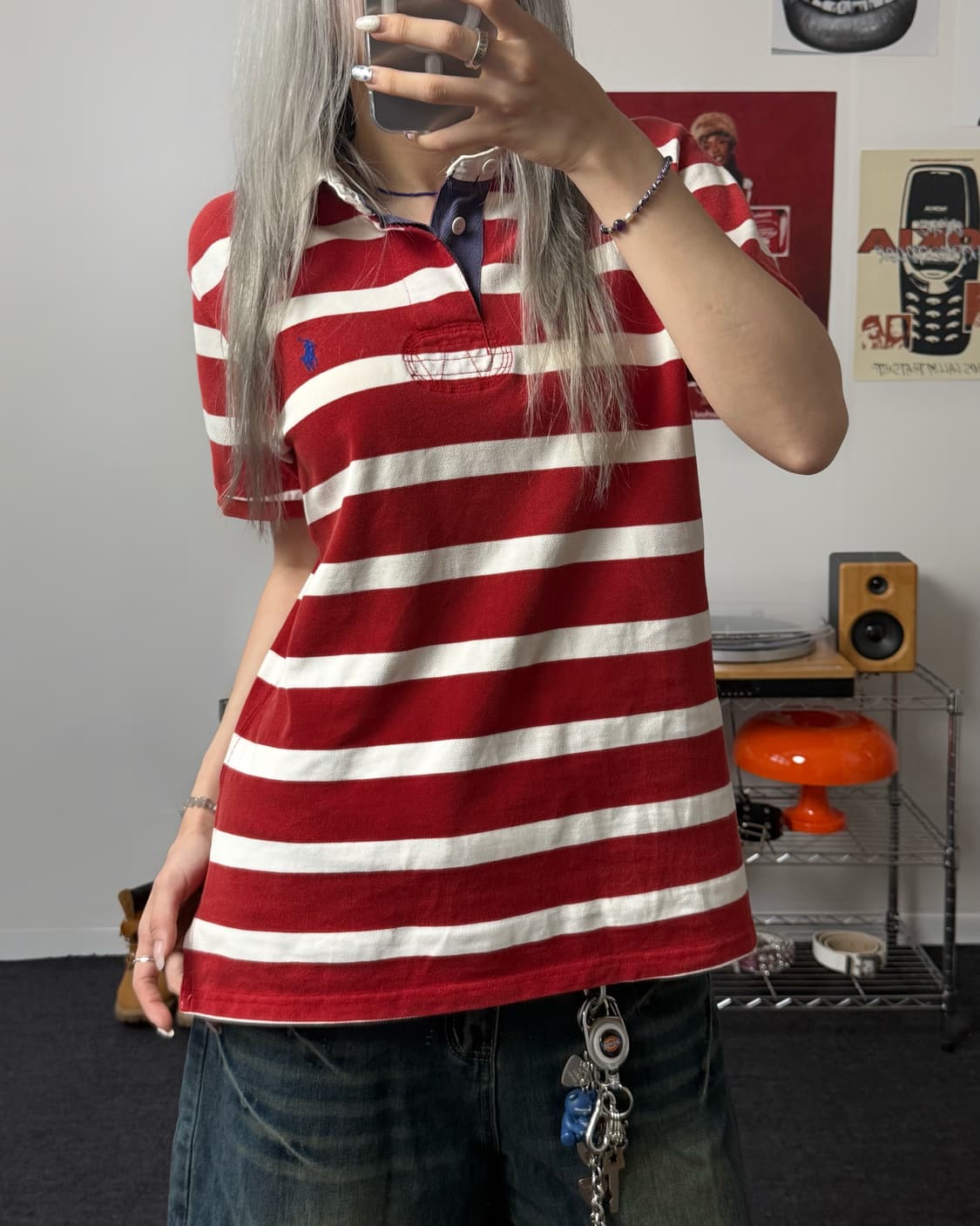 폴로 랄프로렌 00s 단가라 럭비 티셔츠 상품이미지3