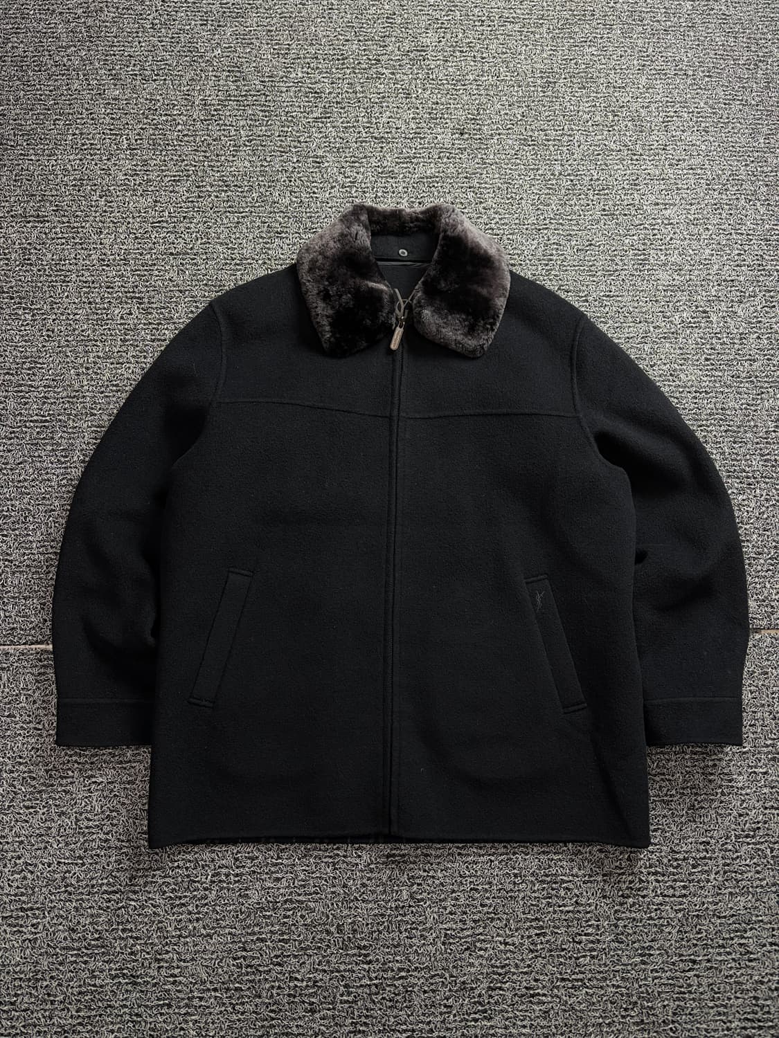 90s 입생로랑 아카이브 자수로고 미니멀 울 해링턴 자켓 1639 상품이미지2