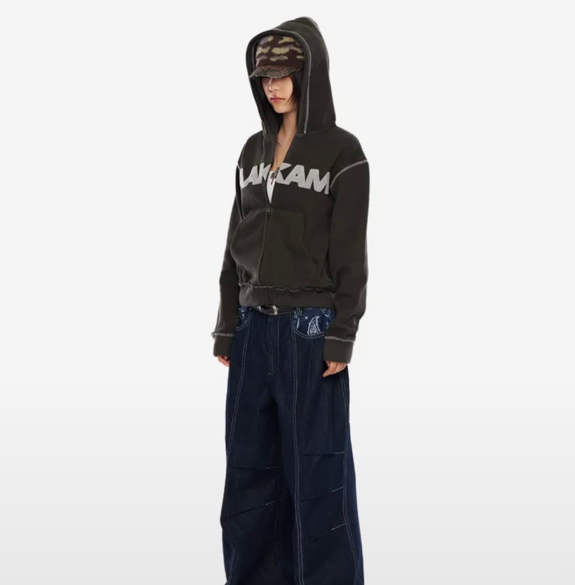아캄 후드집업 카키 Boucle Logo Zip-Up Hoodie 상품이미지3
