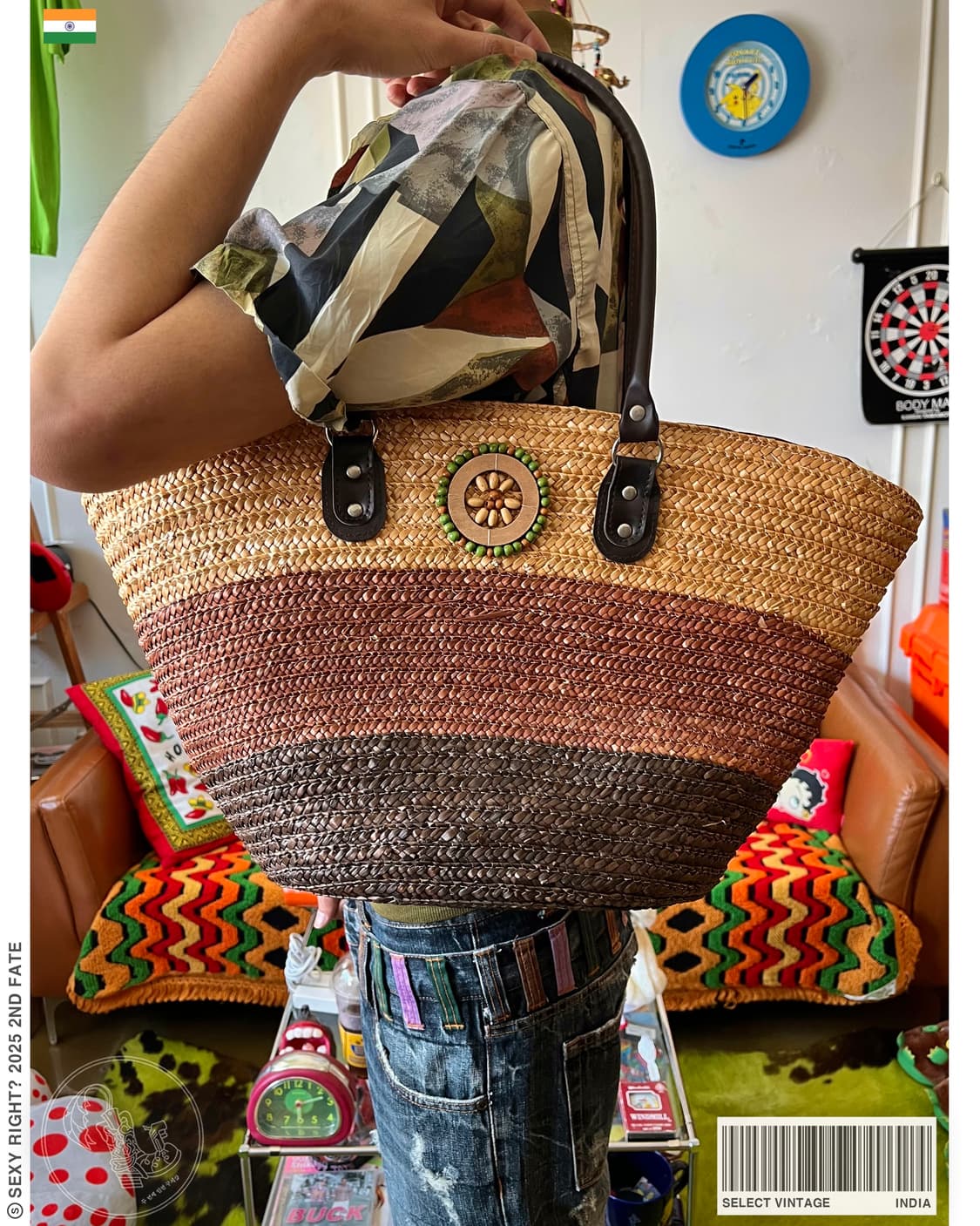Indian Vintage Rattan Beads Shopper Bag 상품이미지1
