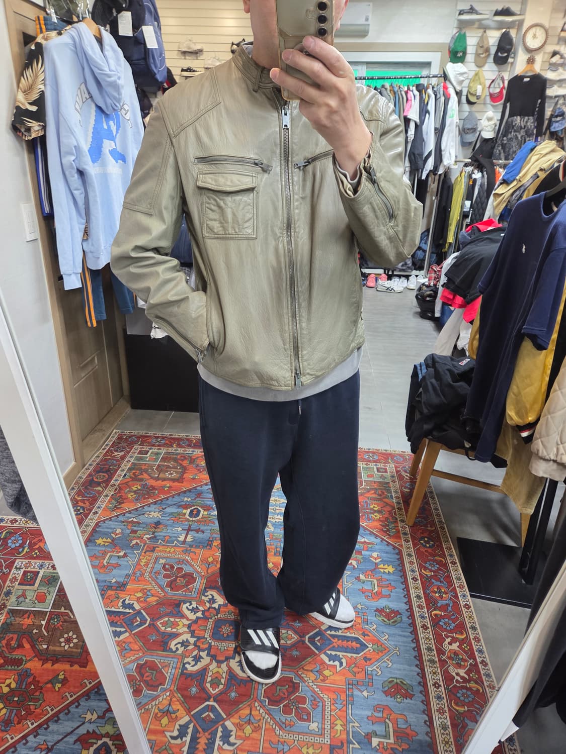 Dkny 빈티지 소가죽 투웨이 라이더 자켓 L 상품이미지7