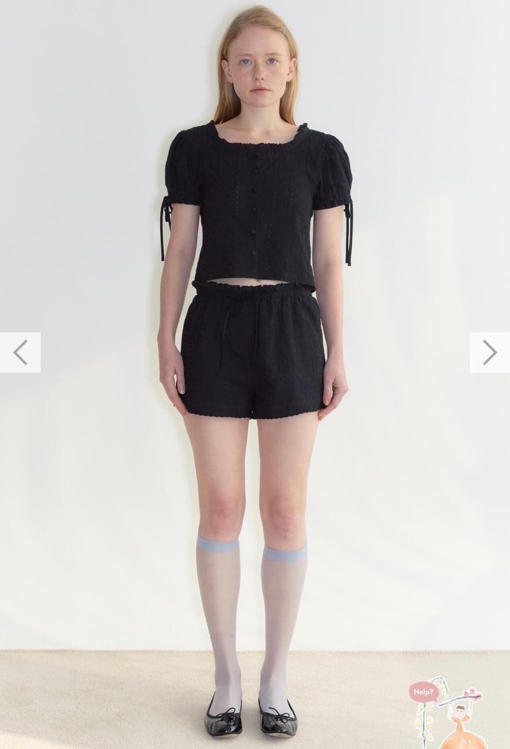  Sinoon Eyelet Blouse (Black) 시눈 상품이미지4