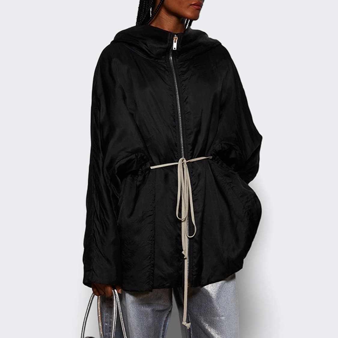 [F]릭오웬스 드로스토링 헴 후드 자켓/블랙 상품이미지1