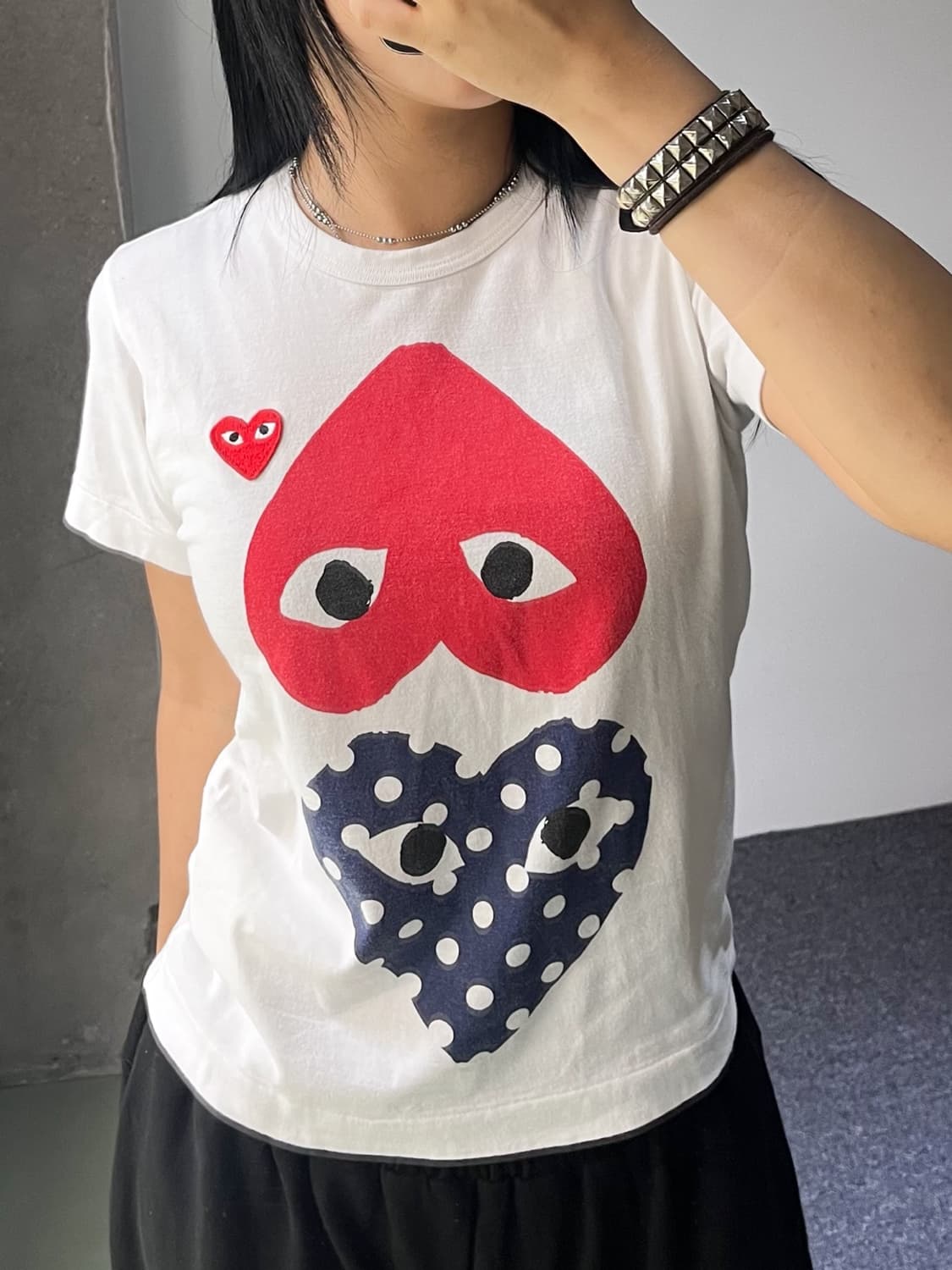 꼼데가르송 더블 하트 로고 티셔츠 상품이미지3