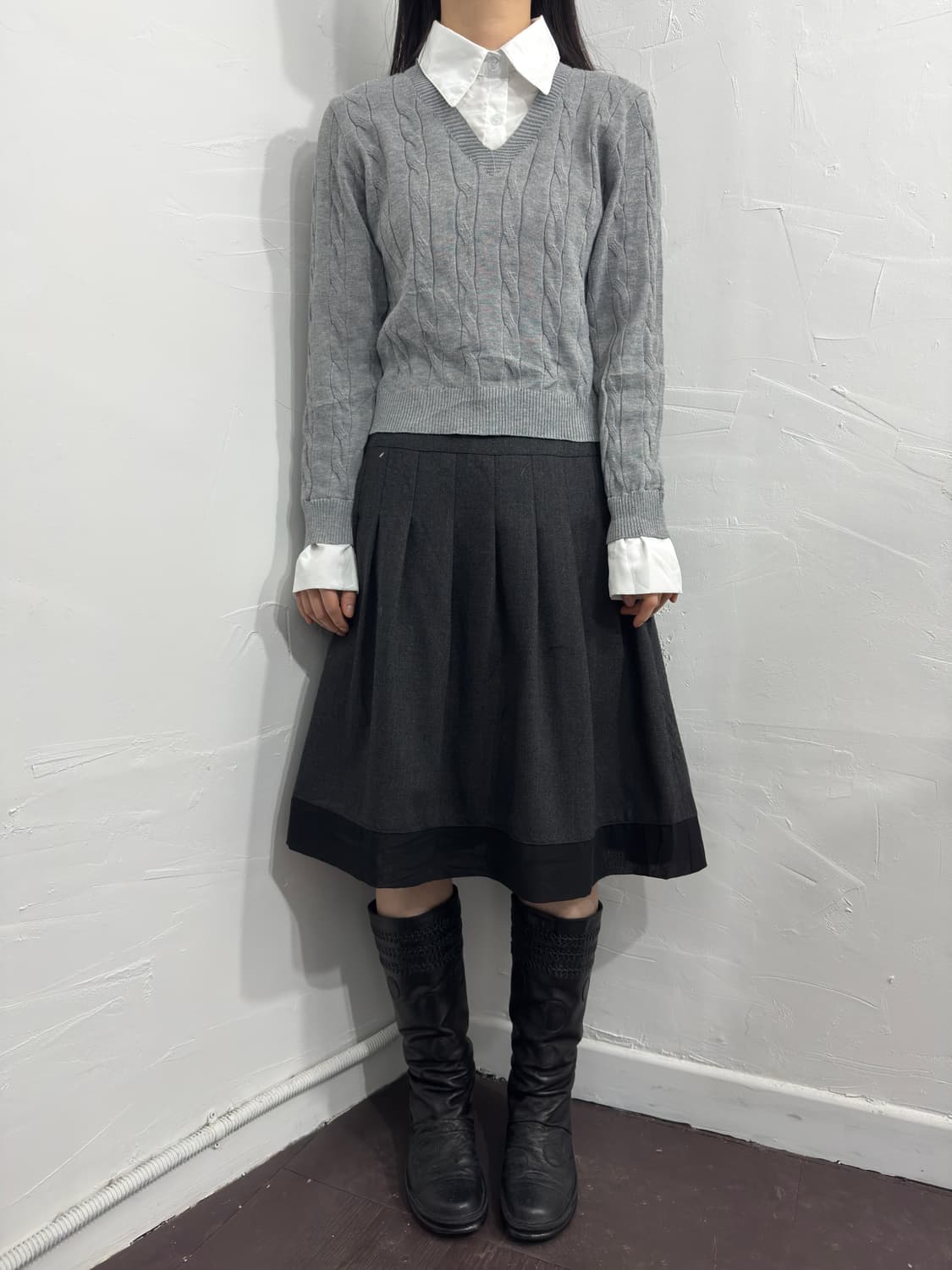 indivi gray pleats midi skirt 상품이미지1