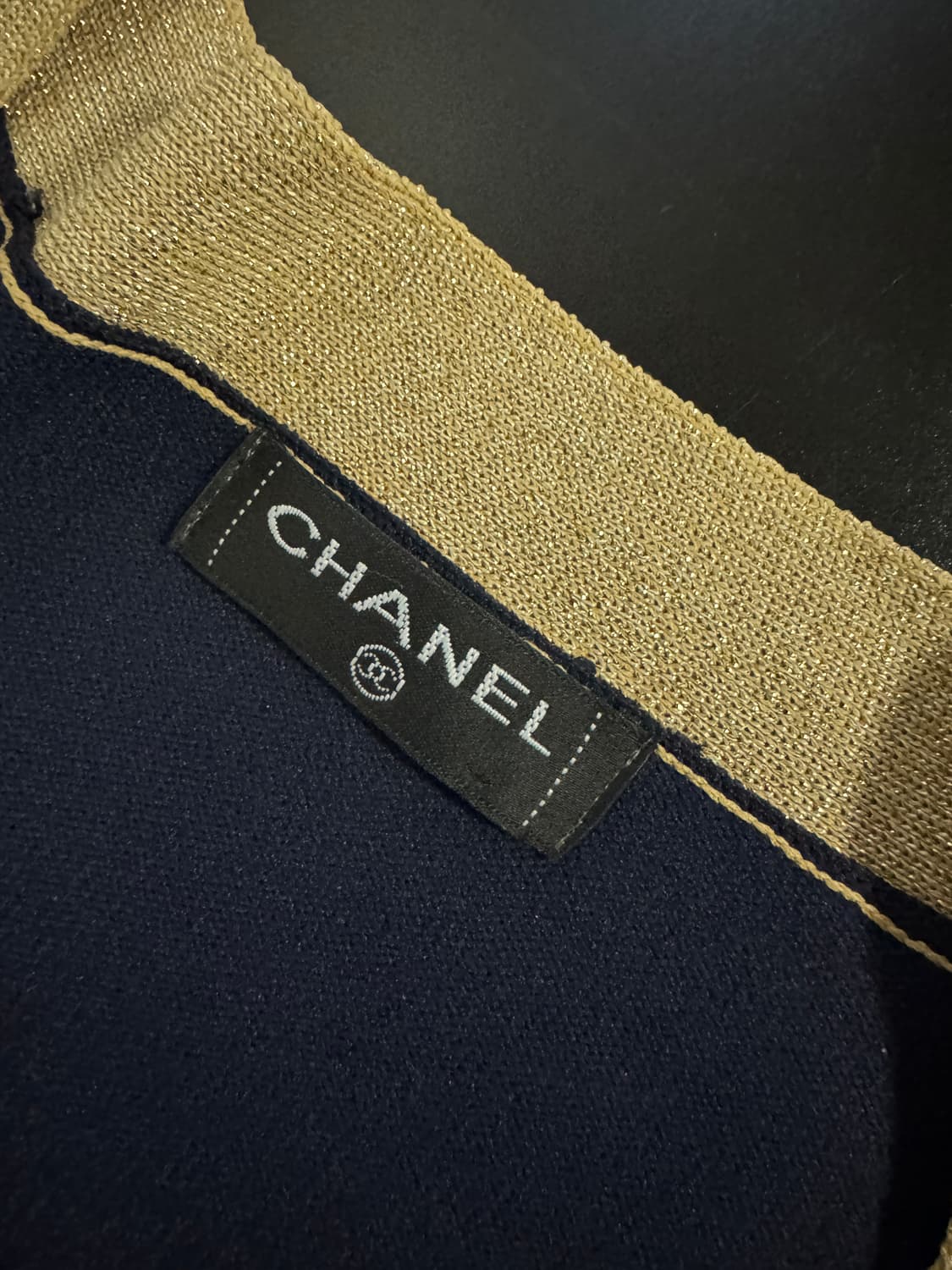 여성 샤넬 빈티지 리메이크 커스텀 골드 가디건 S 네이비 상품이미지3