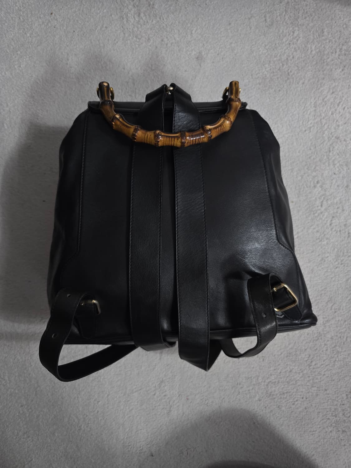 정품 Gucci 구찌 뱀부 백팩 블랙 레더 상품이미지4