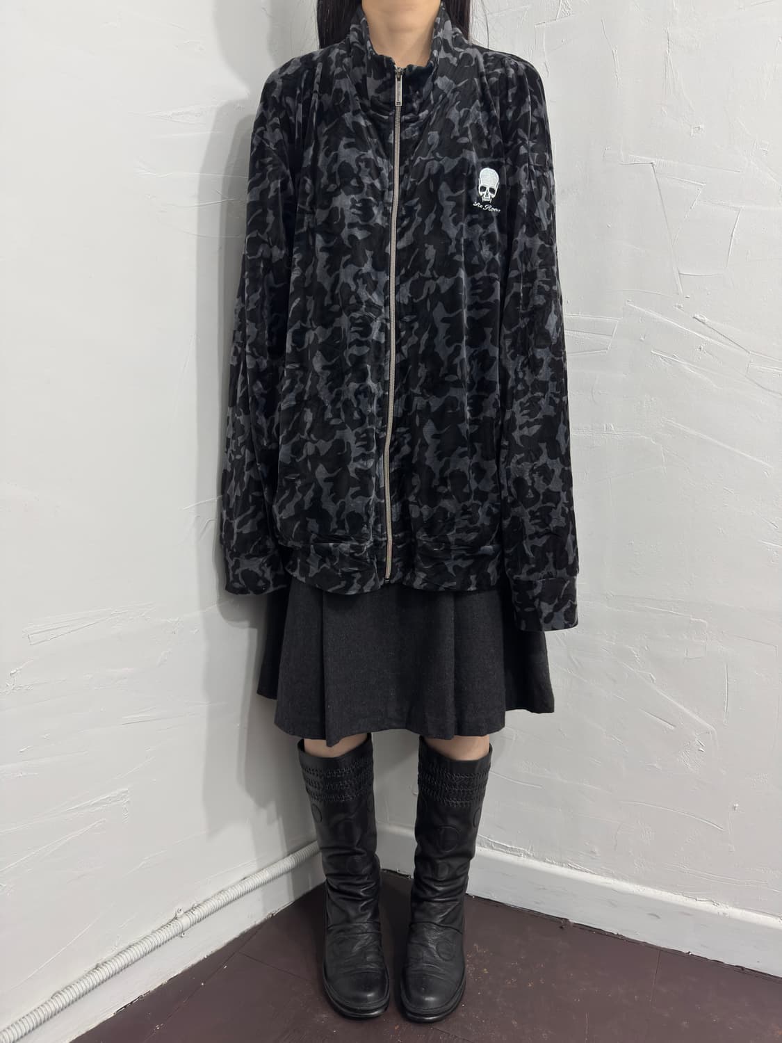 re:roen skull velvet twoway zipup 상품이미지2