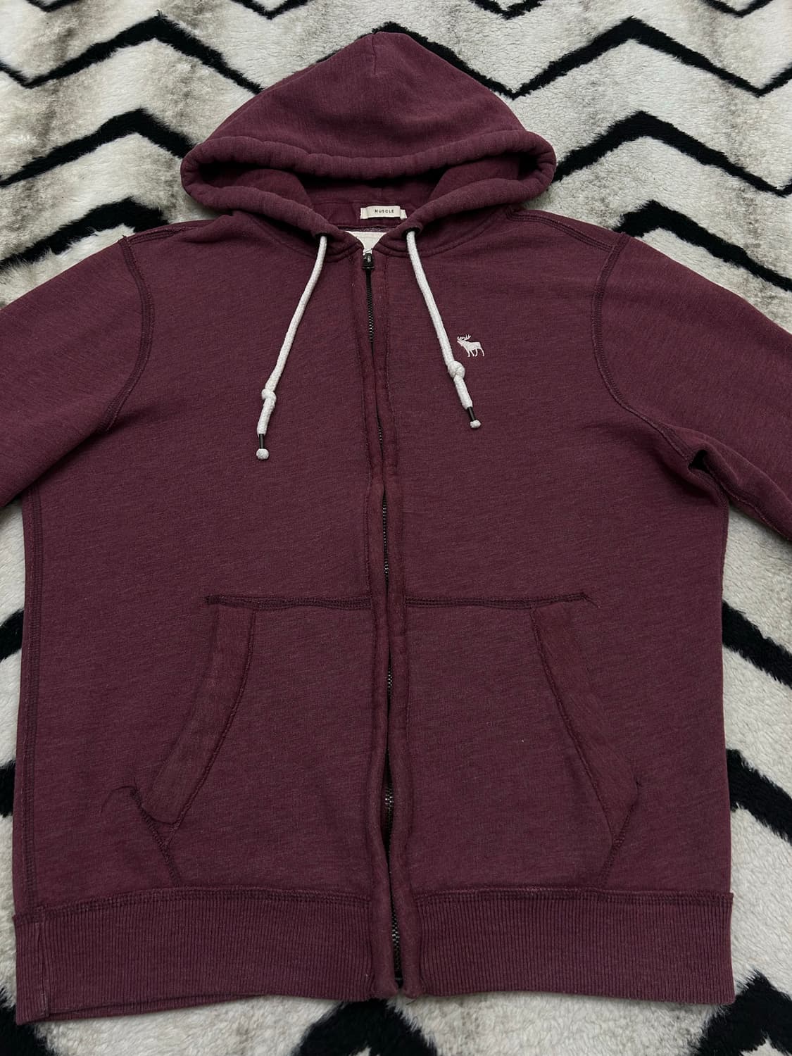 [L]아베크롬비 머슬핏 후드집업/버건디/기모 상품이미지3