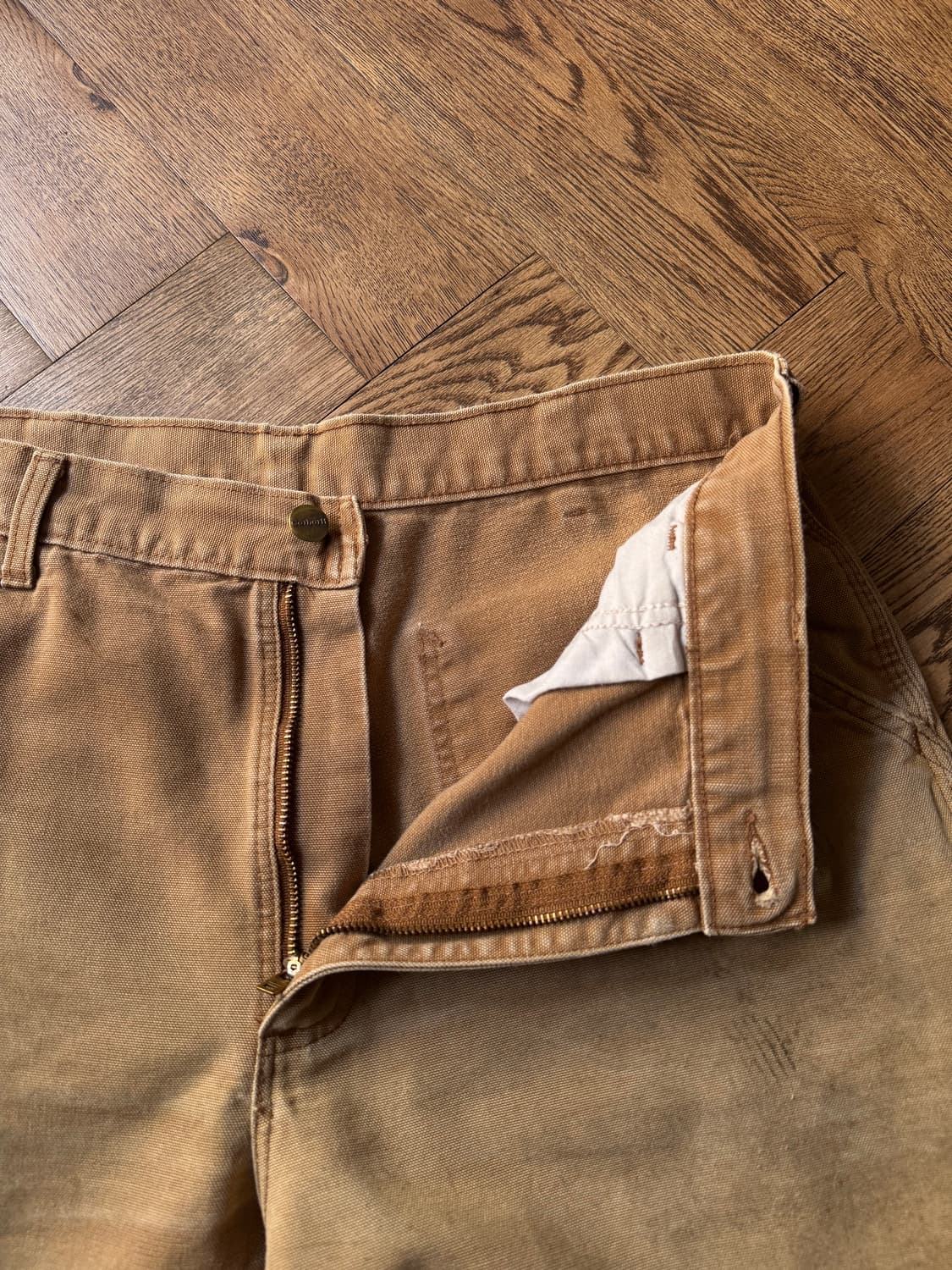 [36]칼하트 USA 더티 페이딩 브라운 싱글니 카펜터 워크 팬츠 상품이미지4