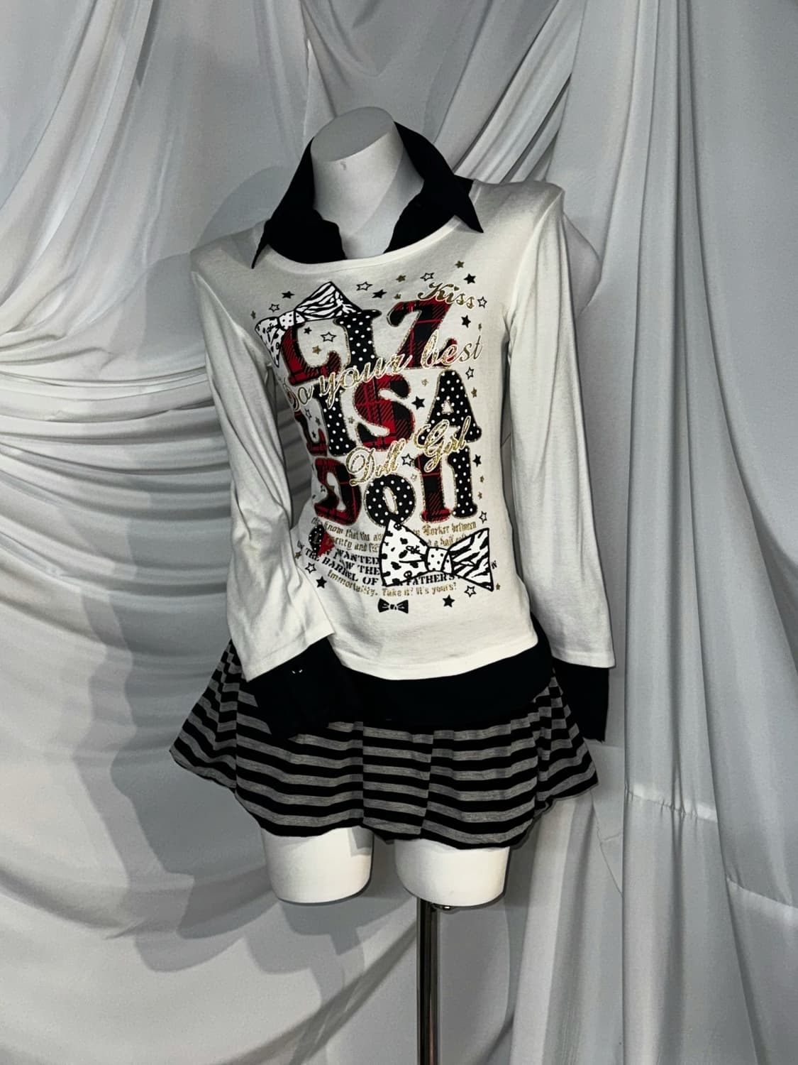 Liz LISA 리즈리사돌 무채색 갸루펑크데일리 갸펑 코디세트 상품이미지7