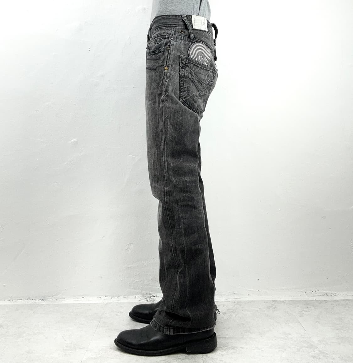 Embroidered Black Wash Bootcut Denim Jea 상품이미지3