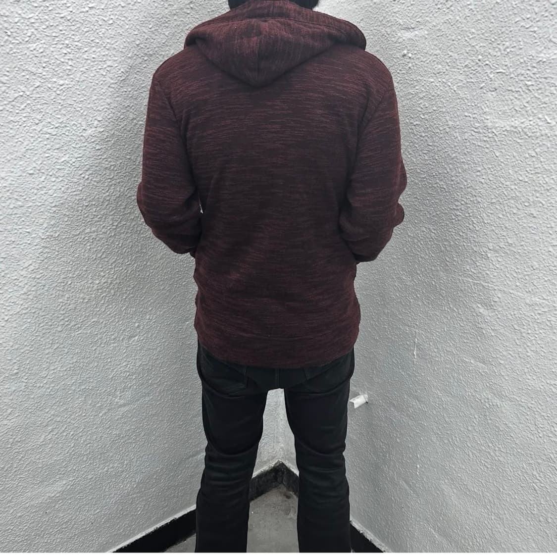 Semantic design burgundy hood cardigan 상품이미지3