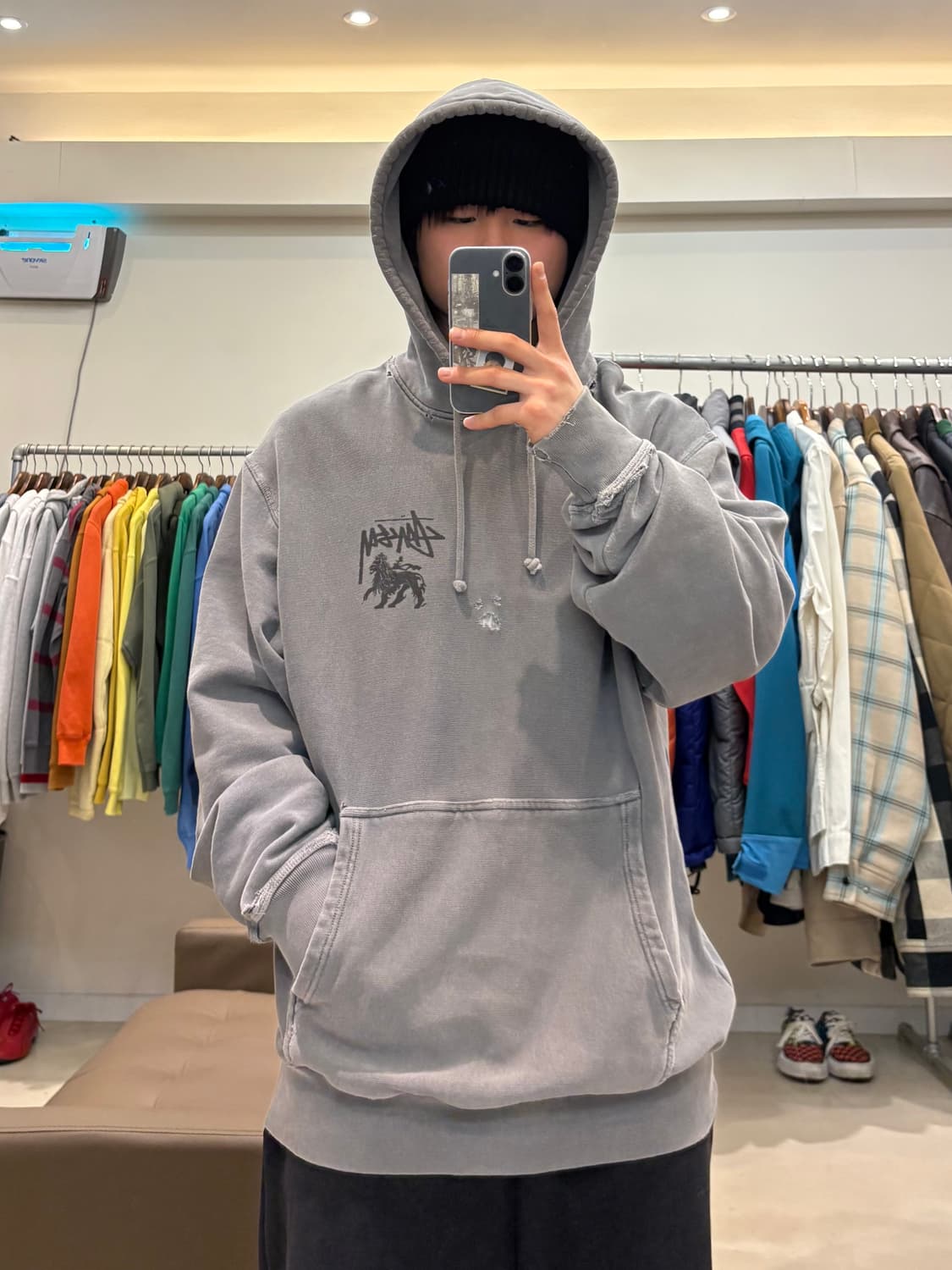 스투시 라스타 라이언 피그먼트 다이드 데미지 후드티 상품이미지9