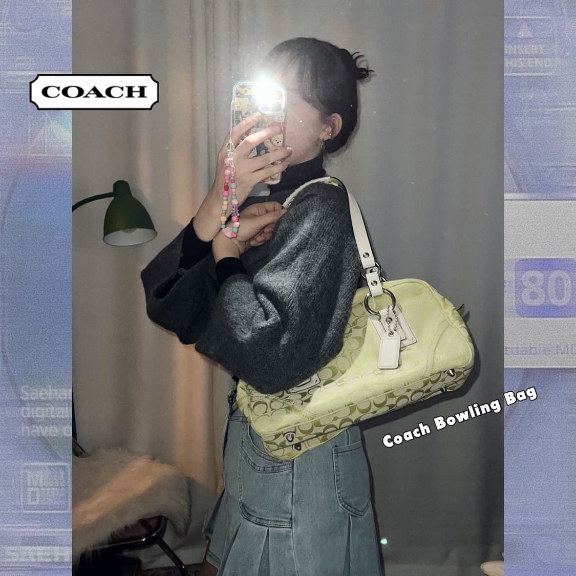 코치 연두 볼링백 상품이미지1