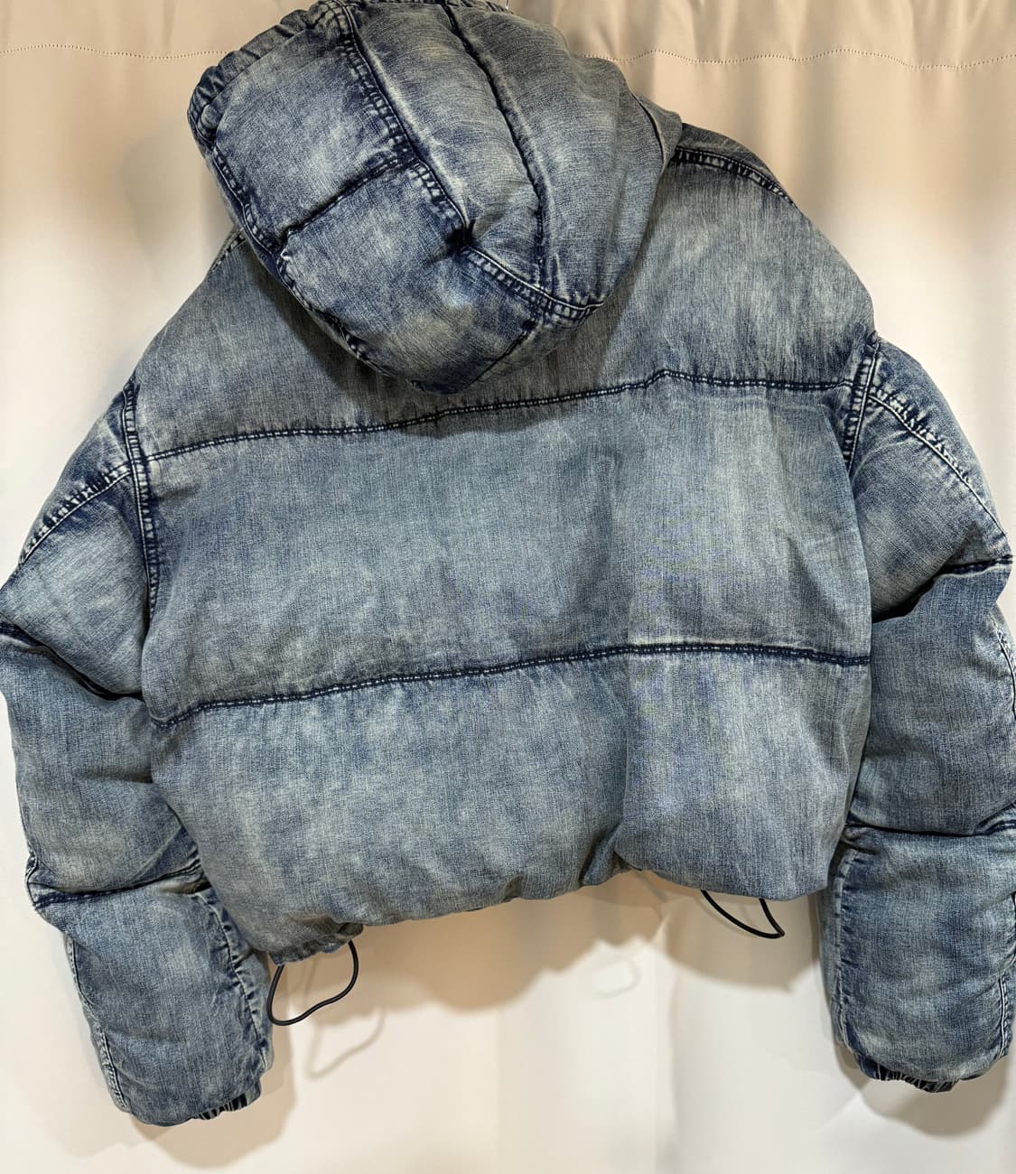 디젤 W-아베스 크롭 후디드 퍼퍼 자켓 데님 블루 패딩 상품이미지3