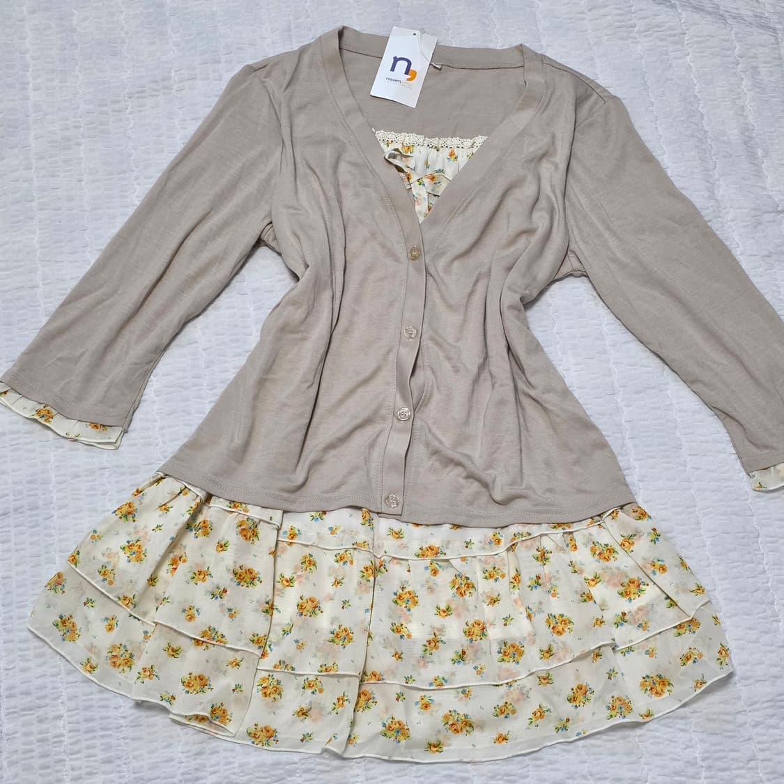 가디건+모리걸 플라워 캉캉 레이어드 원피스 일체형 상품이미지2