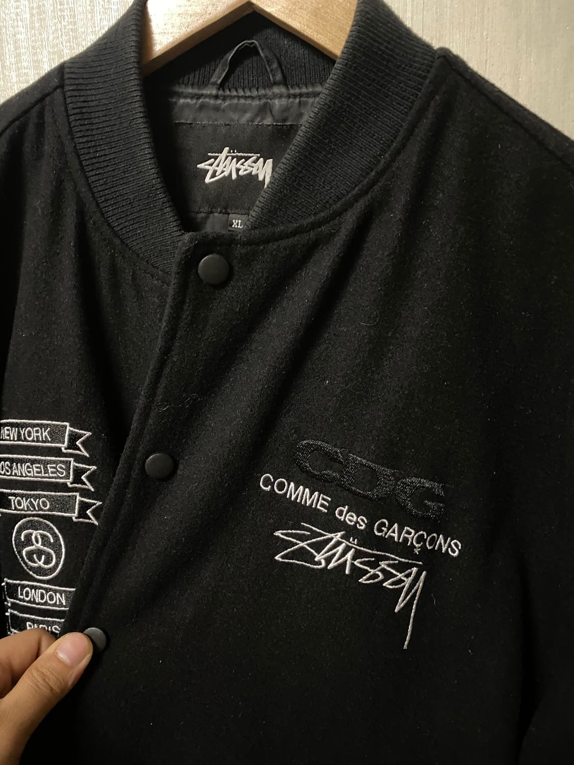 스투시 X CDG 꼼데가르송 바시티 자켓 XL 상품이미지1