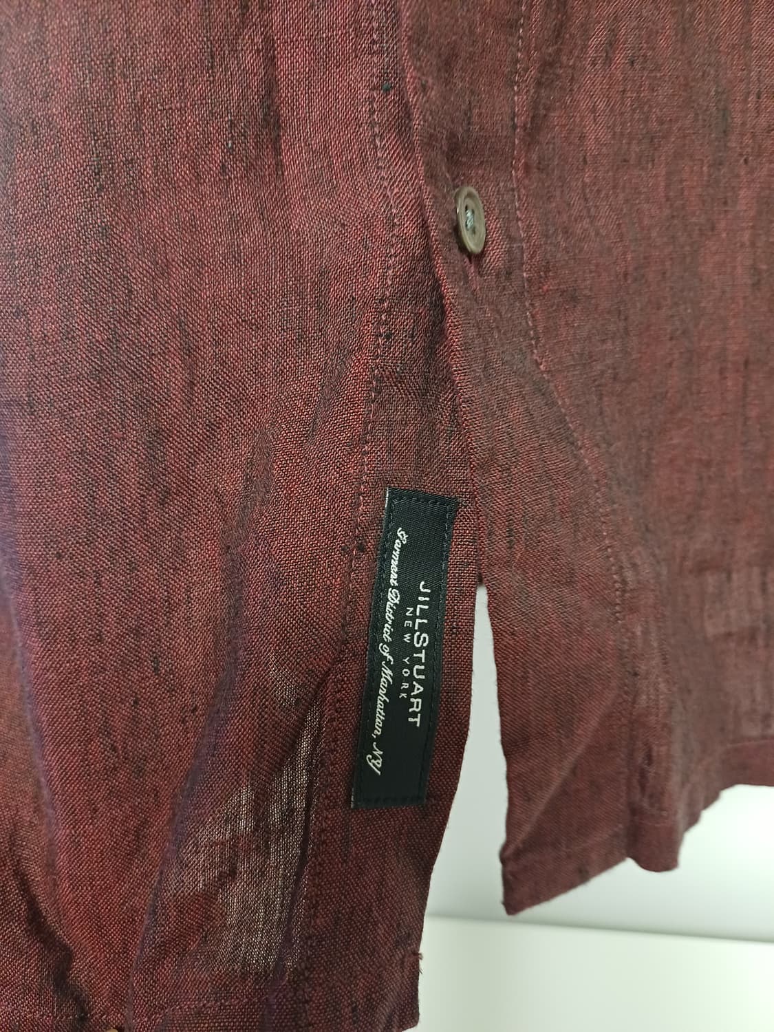 질스튜어트 뉴욕 맨 프리미엄 린넨 100% 반소매 셔츠 (버건디 / L) 상품이미지4